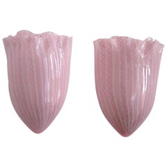 Fulvio Bianconi Venini Italian Midcentury Wall Sconces in Pink Murano Glass