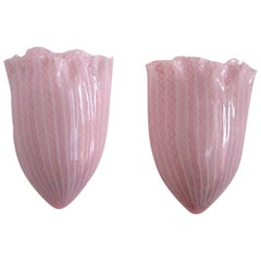 Retro Fulvio Bianconi Venini Italian Midcentury Wall Sconces in Pink Murano Glass