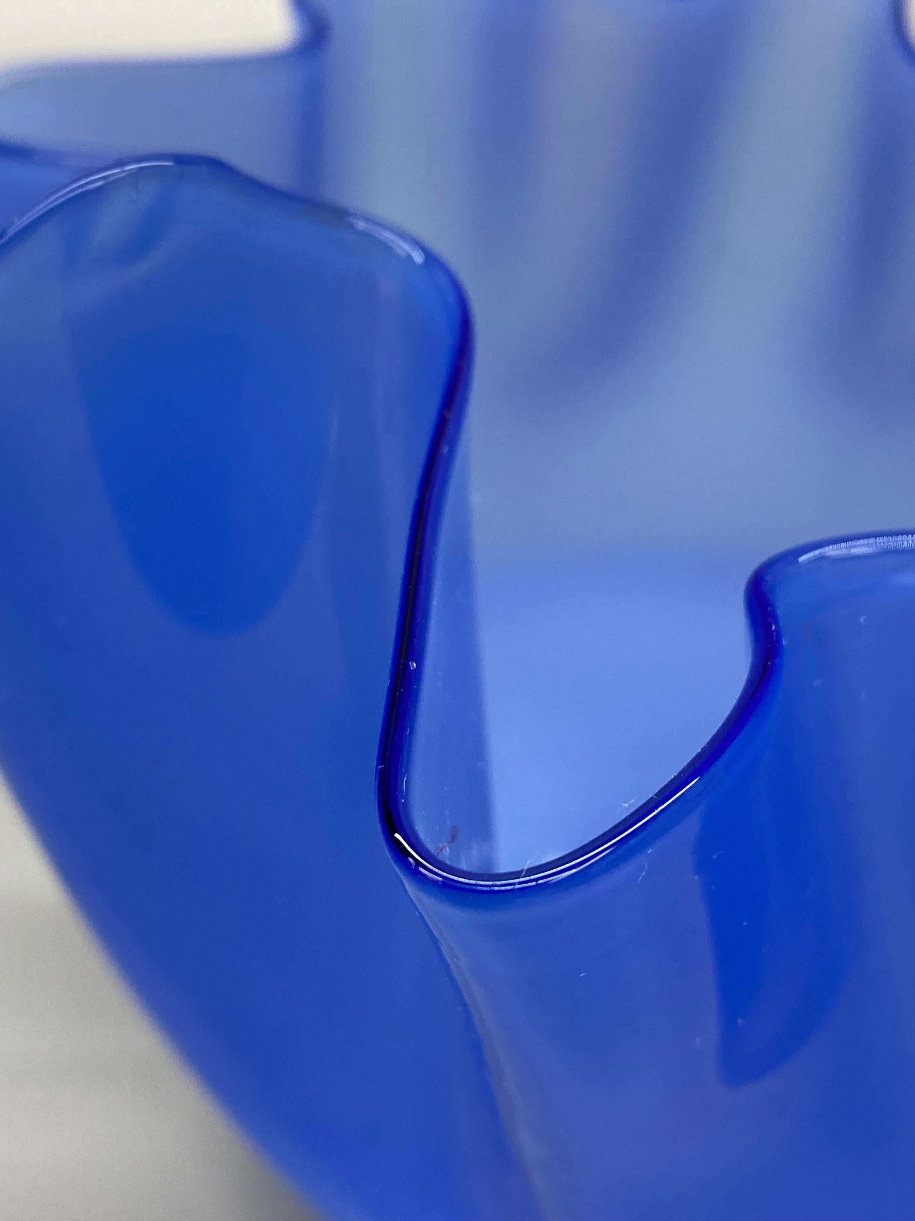 Fulvio Bianconi Venini Murano Azurblau Fazzoletto Vase (Glas) im Angebot