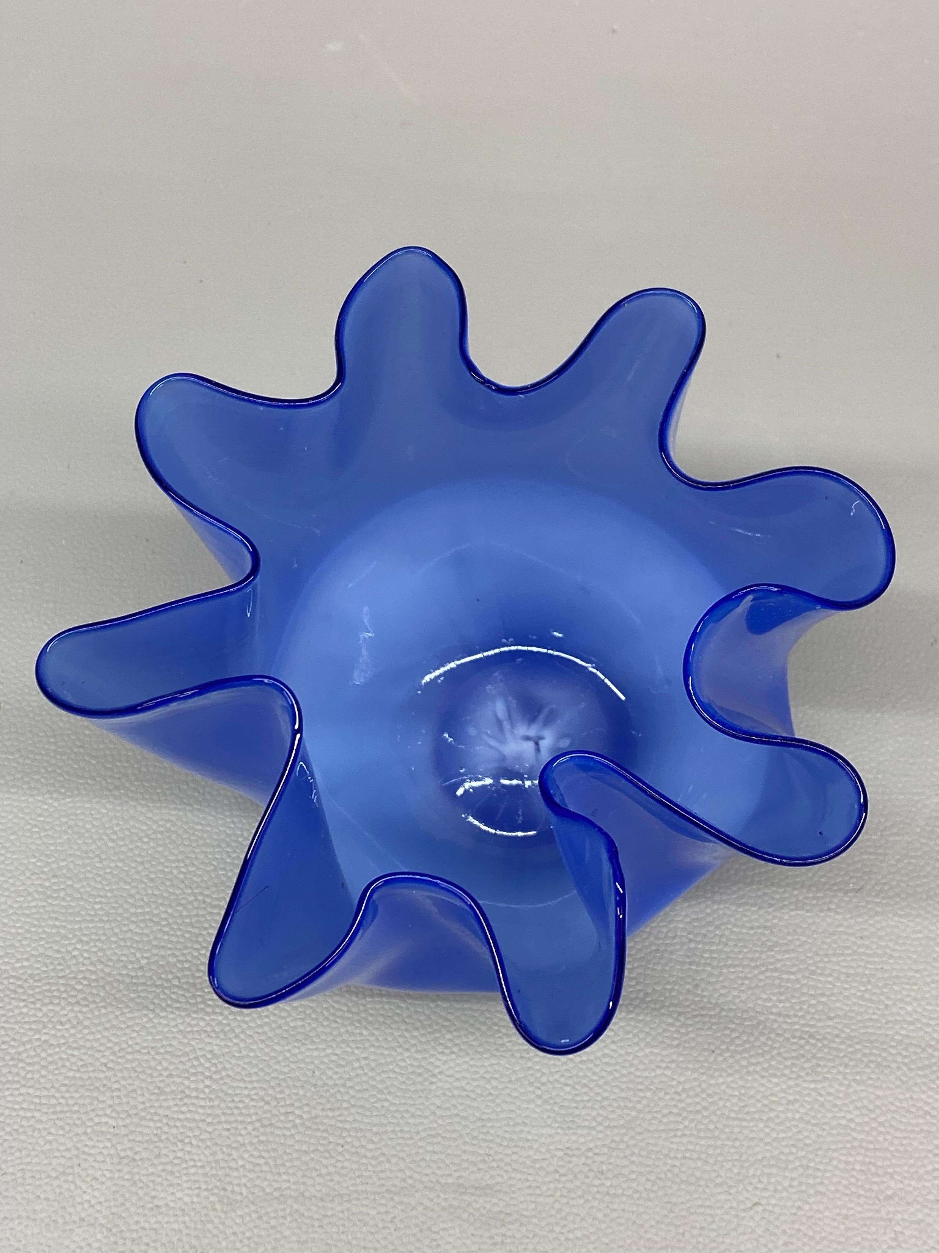 Fulvio Bianconi Venini Murano Azurblau Fazzoletto Vase im Angebot 1
