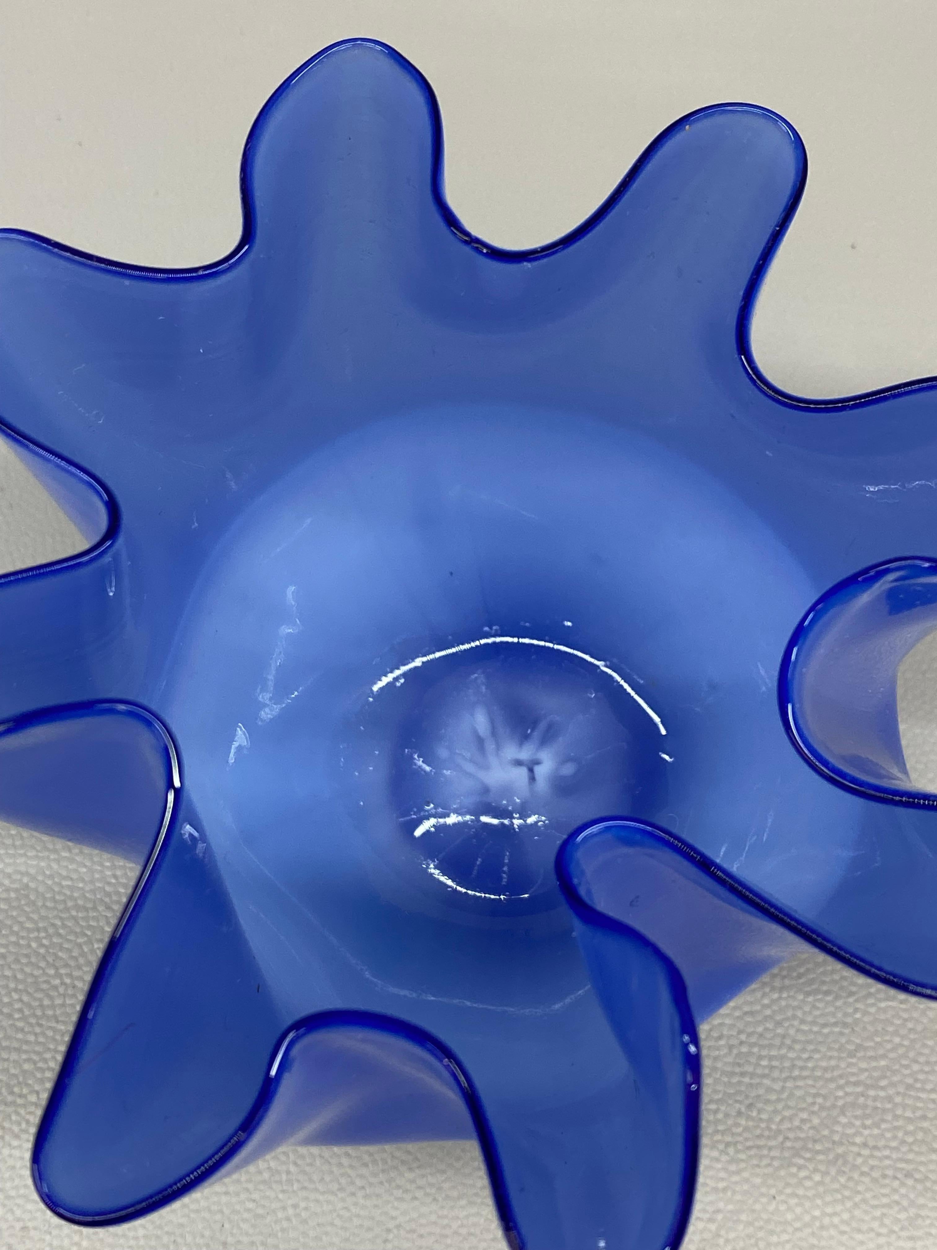 Fulvio Bianconi Venini Murano Azurblau Fazzoletto Vase im Angebot 2