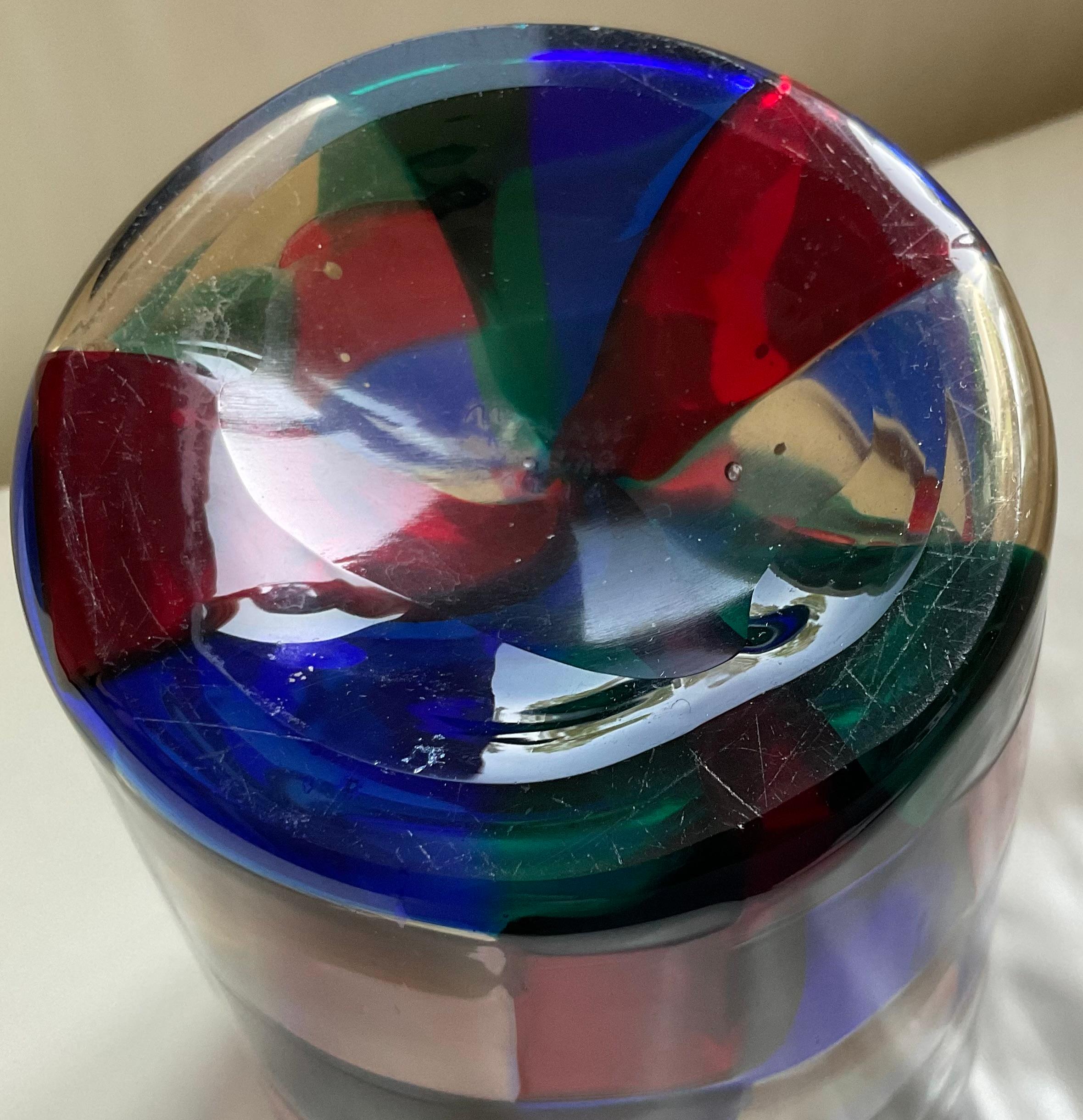 Mid-Century Modern Fulvio Bianconi Venini Murano Patchwork Pezzato Vase Circa 1950’s Acid Signature For Sale