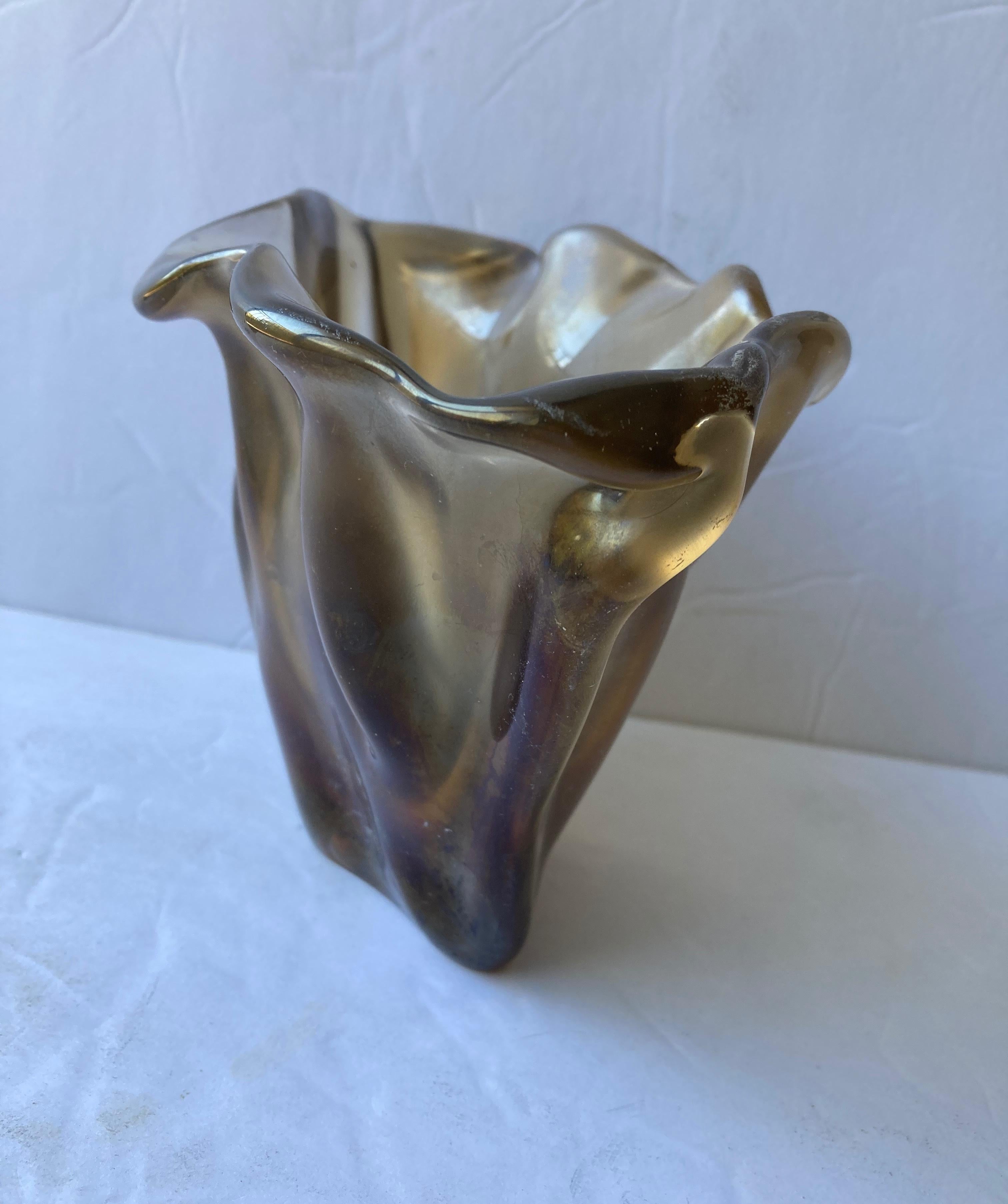 Italiano Fulvio Bianconi, Venini Vaso in vetro di Murano satinato iridescente Raro marchio acido a 4 righe in vendita