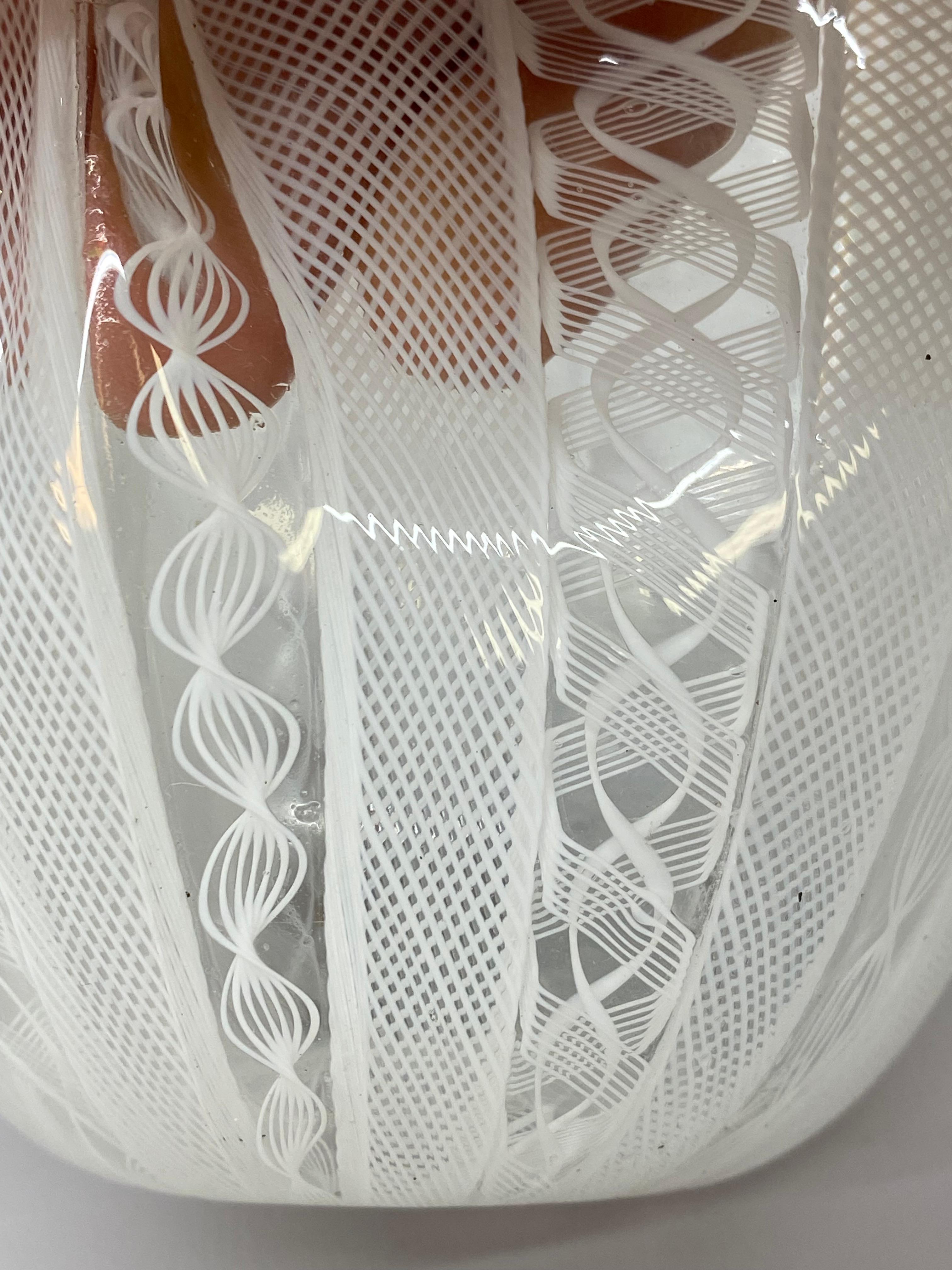 Vase Fulvio Bianconi Venini Zanfirico Latticino Fazzoletto en vente 2