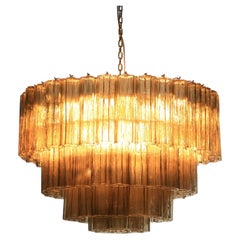 "Fumato" modern cylinder chandelier in murano glass ceiling