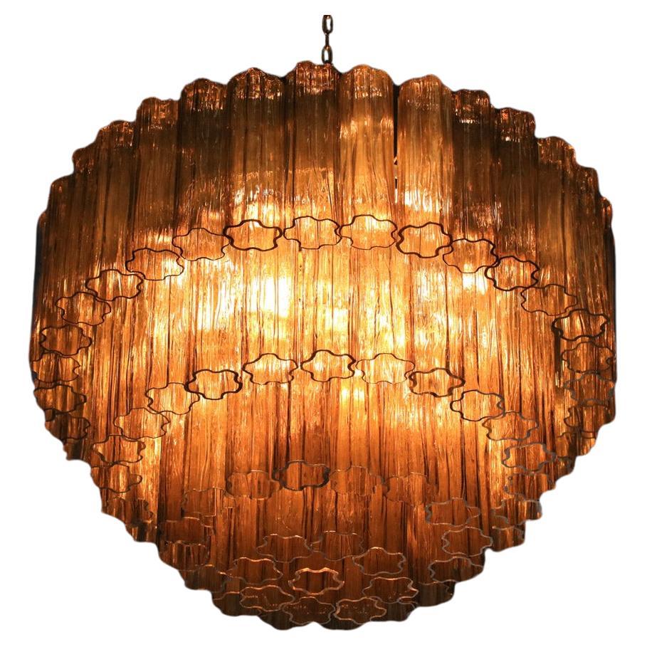 "Fumato" modern cylinder chandelier in murano glass ceiling For Sale