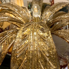 Fumè and Gold Murano Glass Palm Tree Floor Lamp, Brass Fittings, 1970s