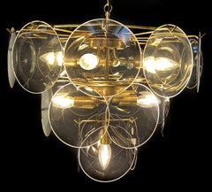 Fumé Murano Disc Glass Chandelier by Vistosi