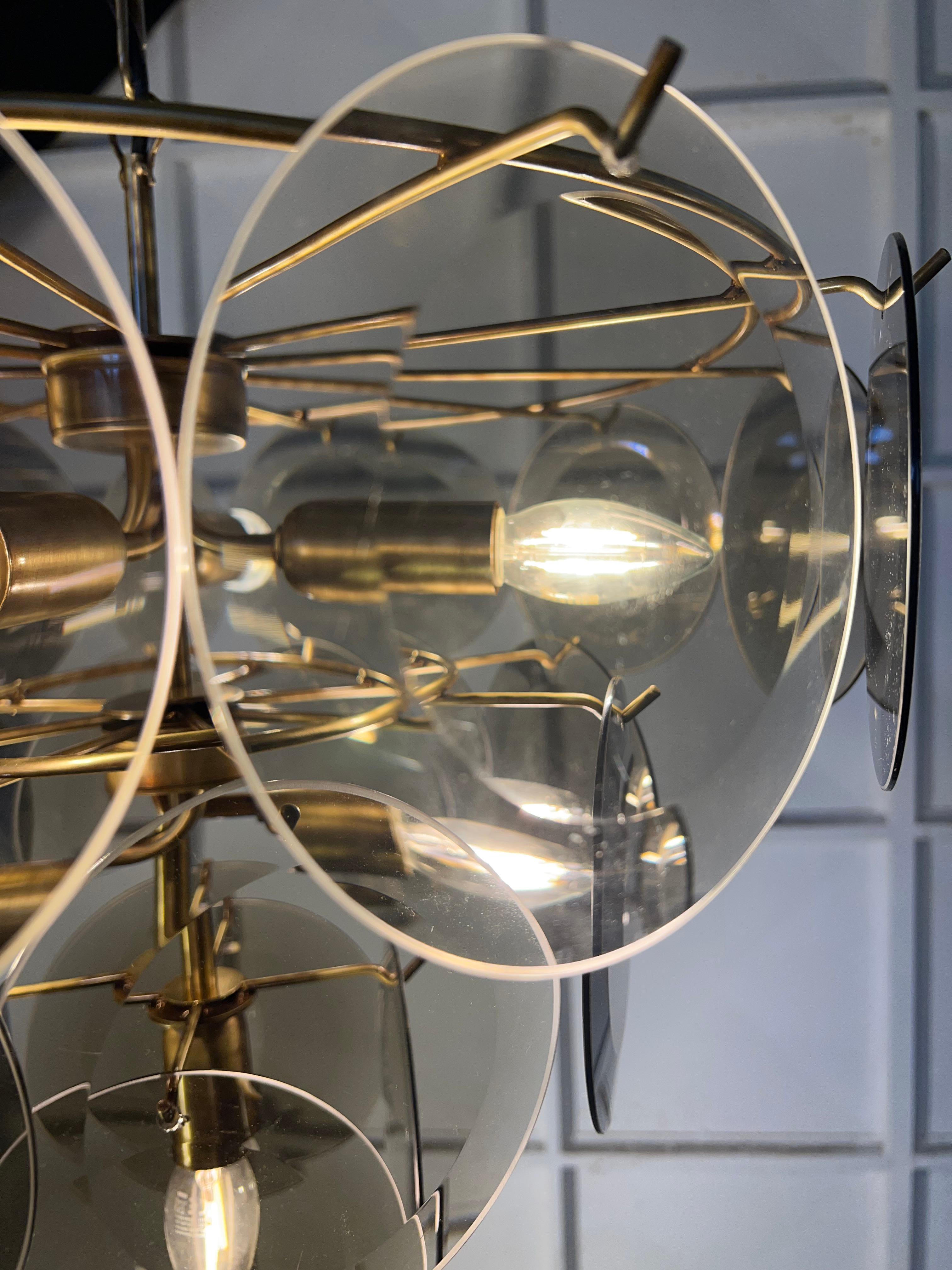 Fumé Murano  Scheibenglas-Kronleuchter von Vistosi (Glaskunst) im Angebot