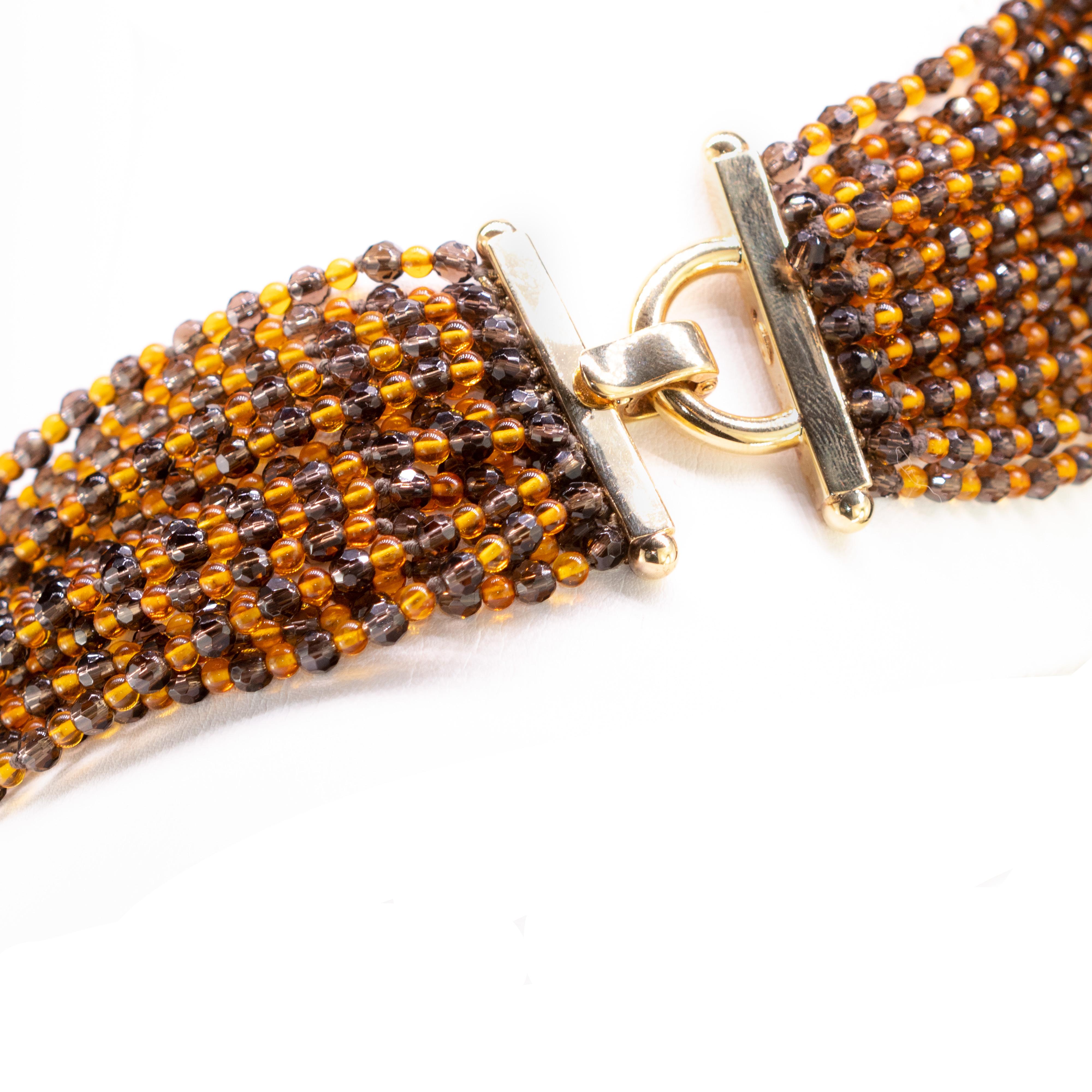 Ciondolo di quarzo ambra ciambella di giada 925 Argento dorato Collana a girocollo con perline in vendita 5