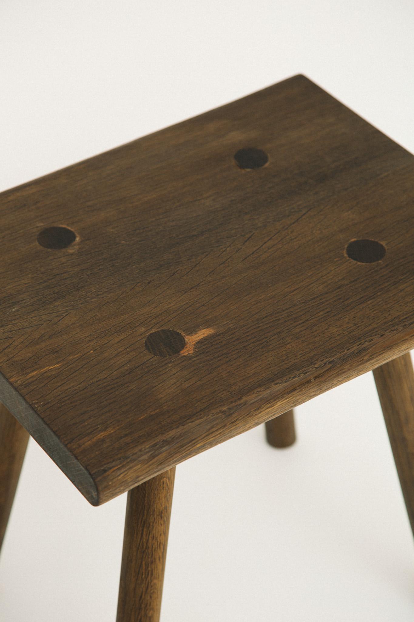 Contemporary Fumed English Oak Stool For Sale