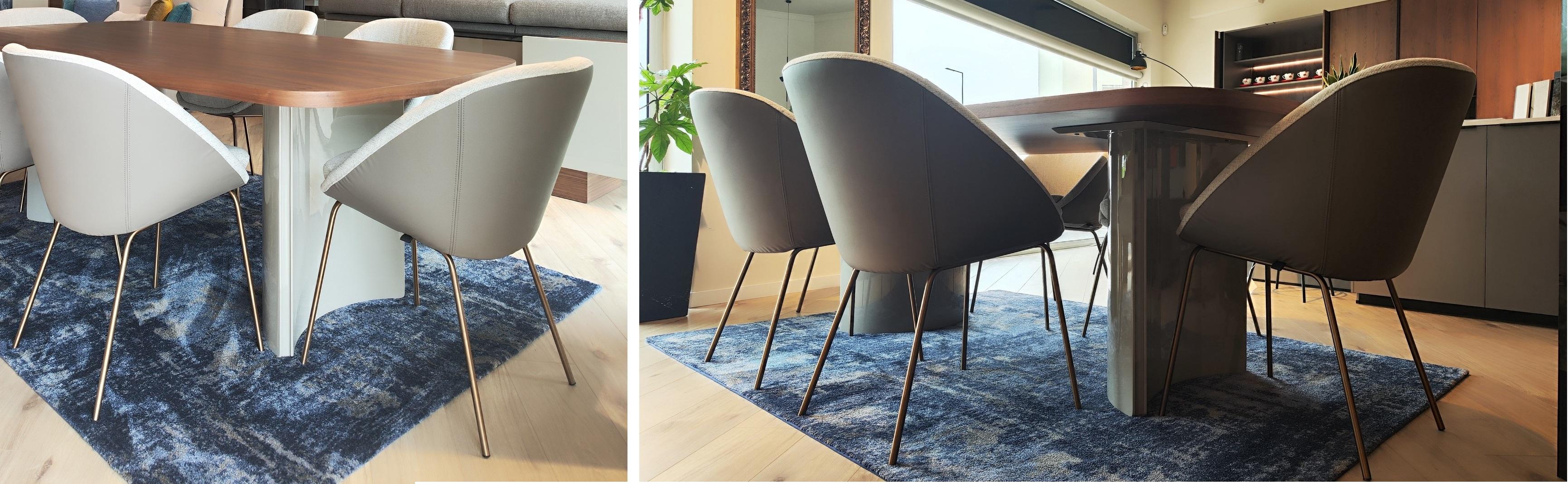 Metal Fumed Eucalyptus Dining Table with Glossy Beige Sculptural Base For Sale