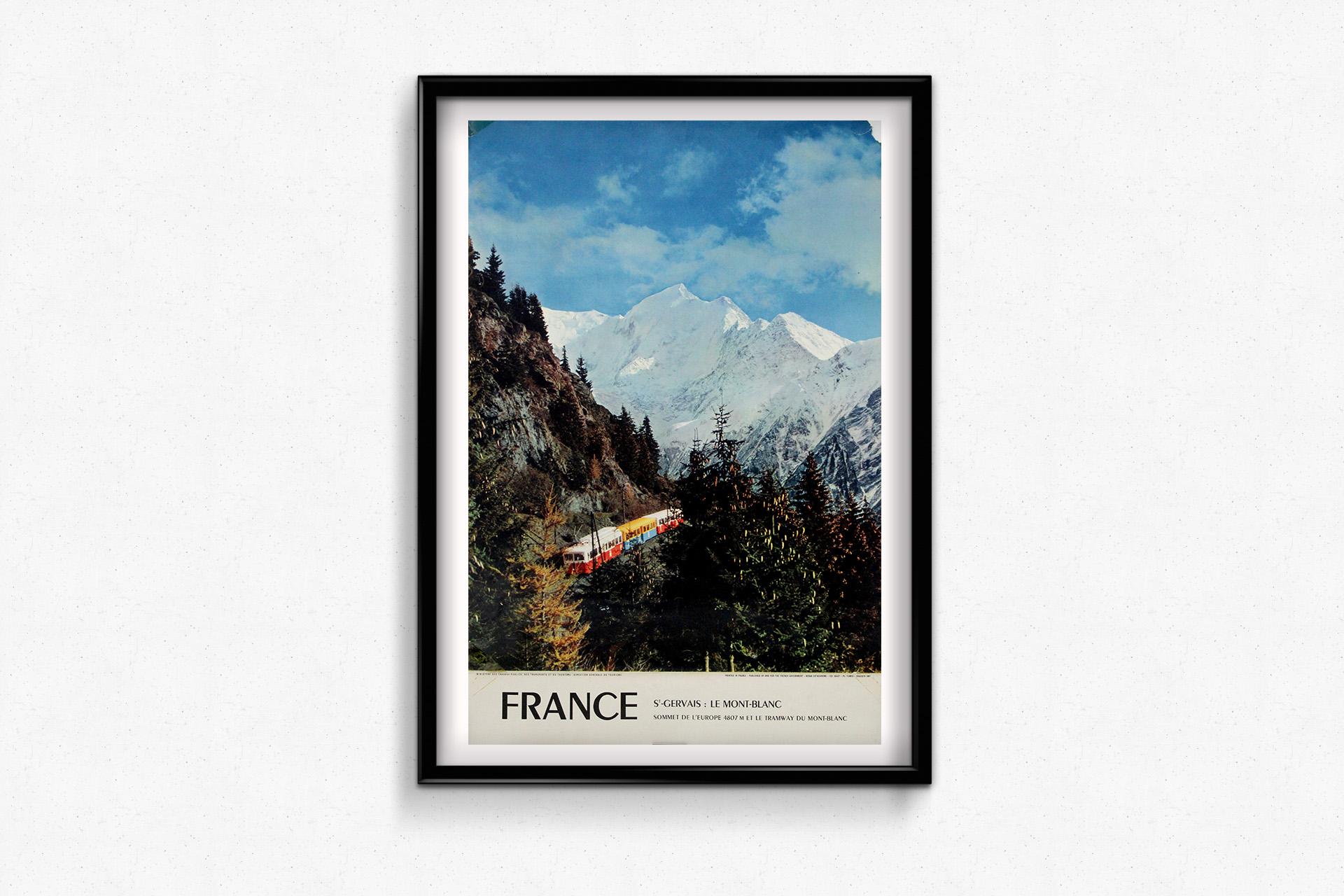 1958 original travel poster for Mont Blanc - French Alps For Sale 2