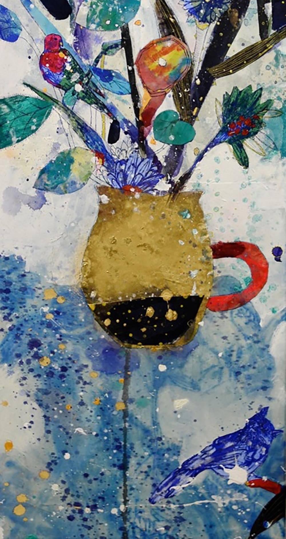 Flowers in a Vase (moon) - Painting by Fumiko Toda