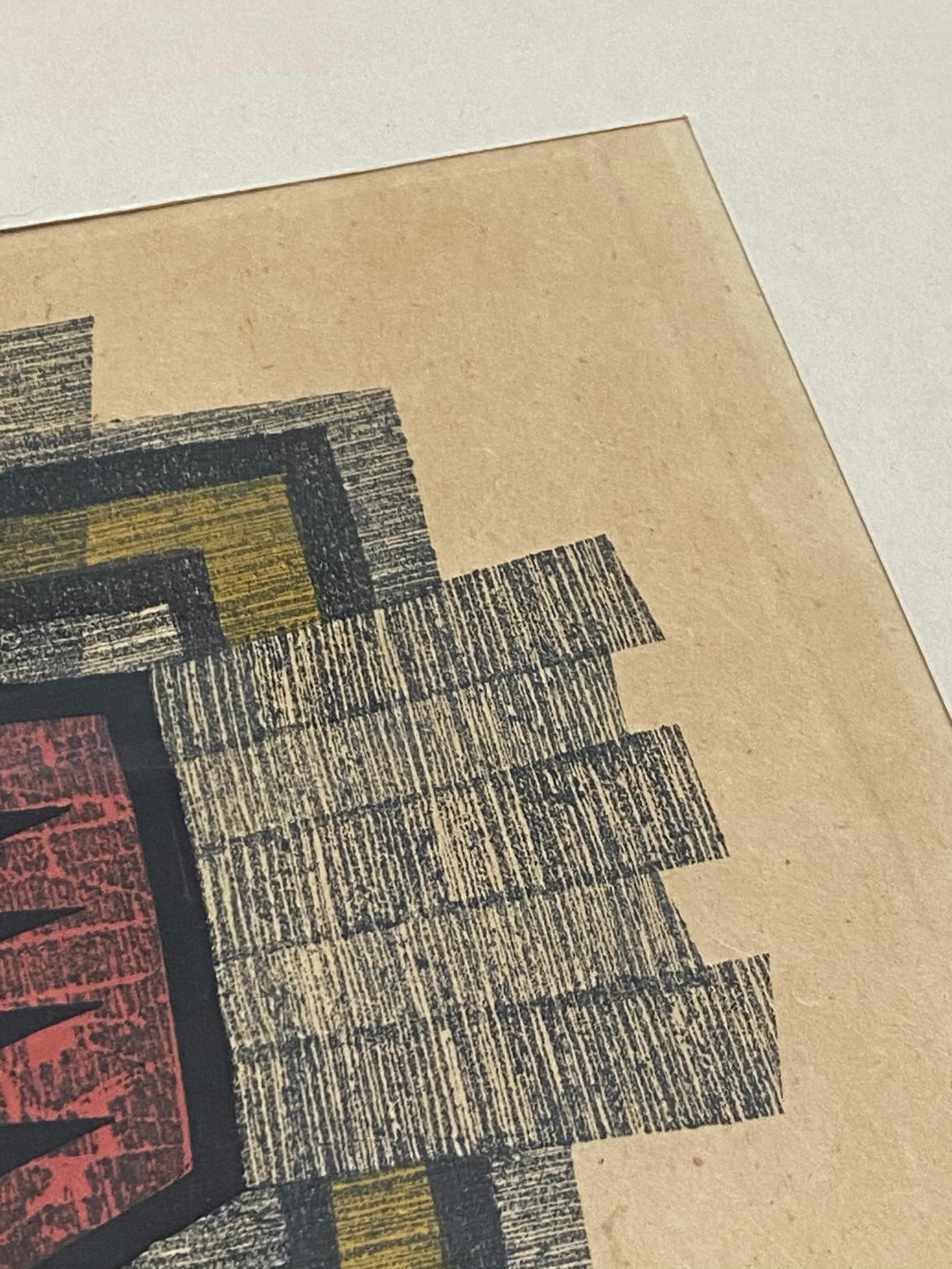 Fumio Fujita (Japon:: B.1933) Gravure sur bois japonaise moderne C.1972 9
