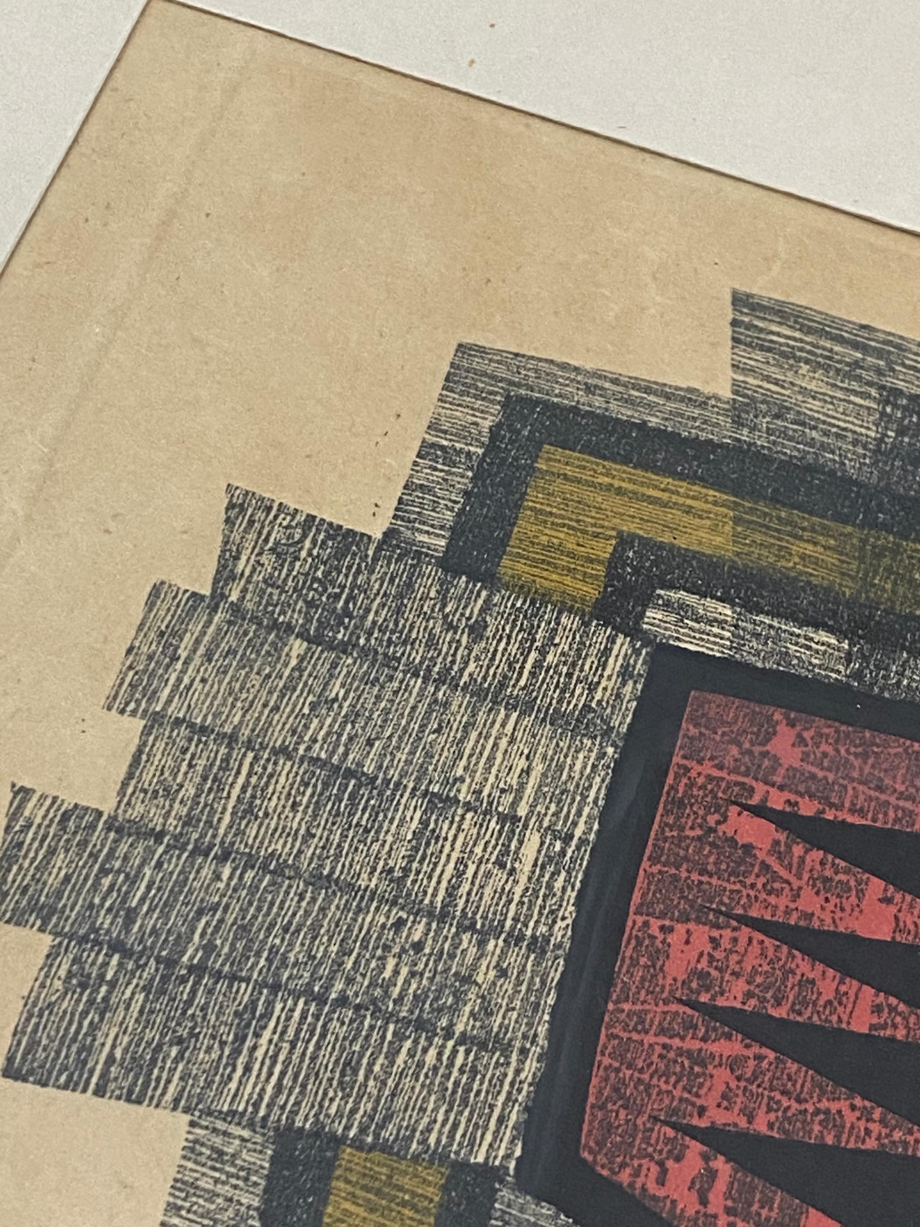 Fumio Fujita (Japon:: B.1933) Gravure sur bois japonaise moderne C.1972 10