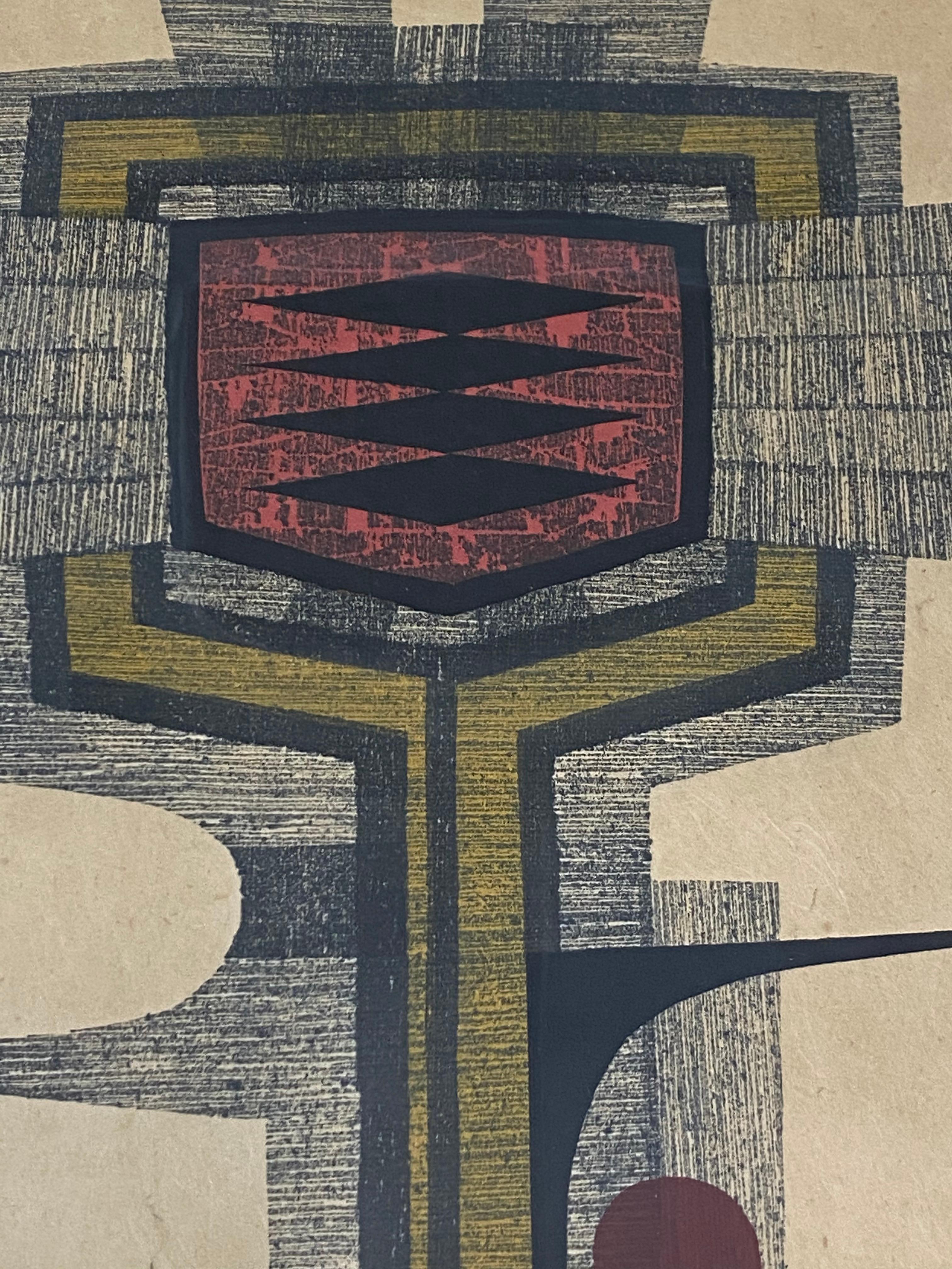 Fumio Fujita (Japon:: B.1933) Gravure sur bois japonaise moderne C.1972 11
