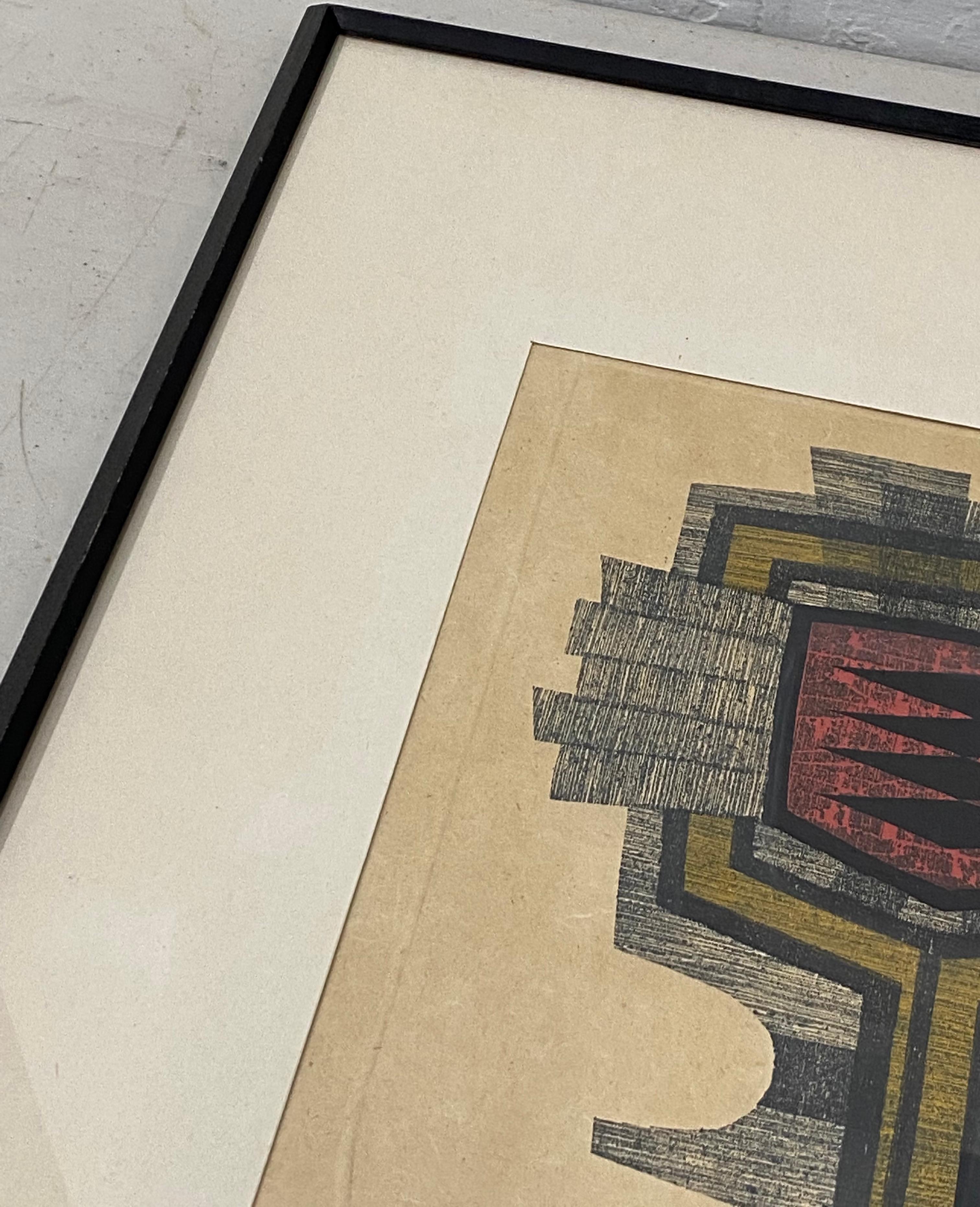 Fumio Fujita (Japon:: B.1933) Gravure sur bois japonaise moderne C.1972 2