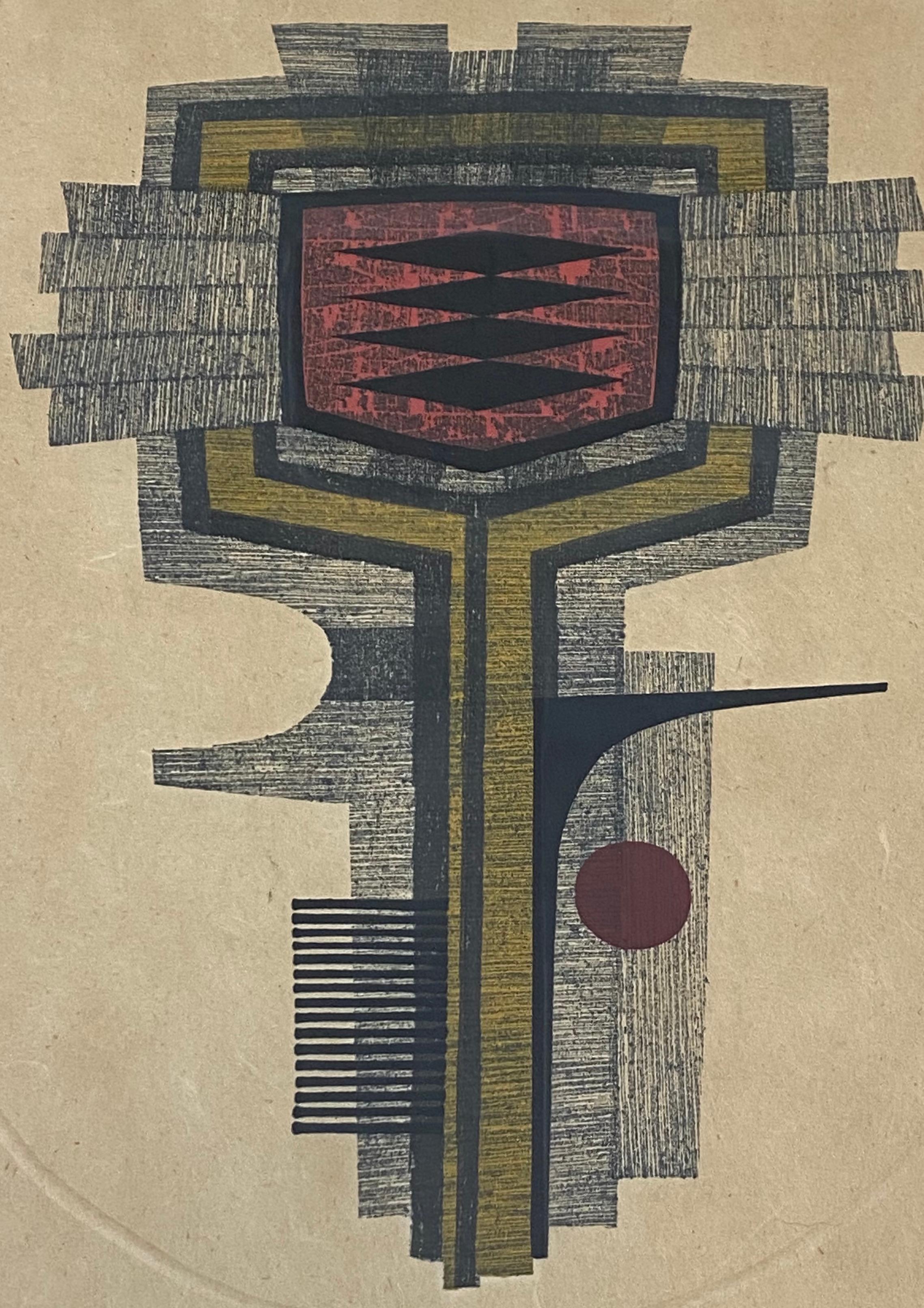 Fumio Fujita (Japon:: B.1933) Gravure sur bois japonaise moderne C.1972 8