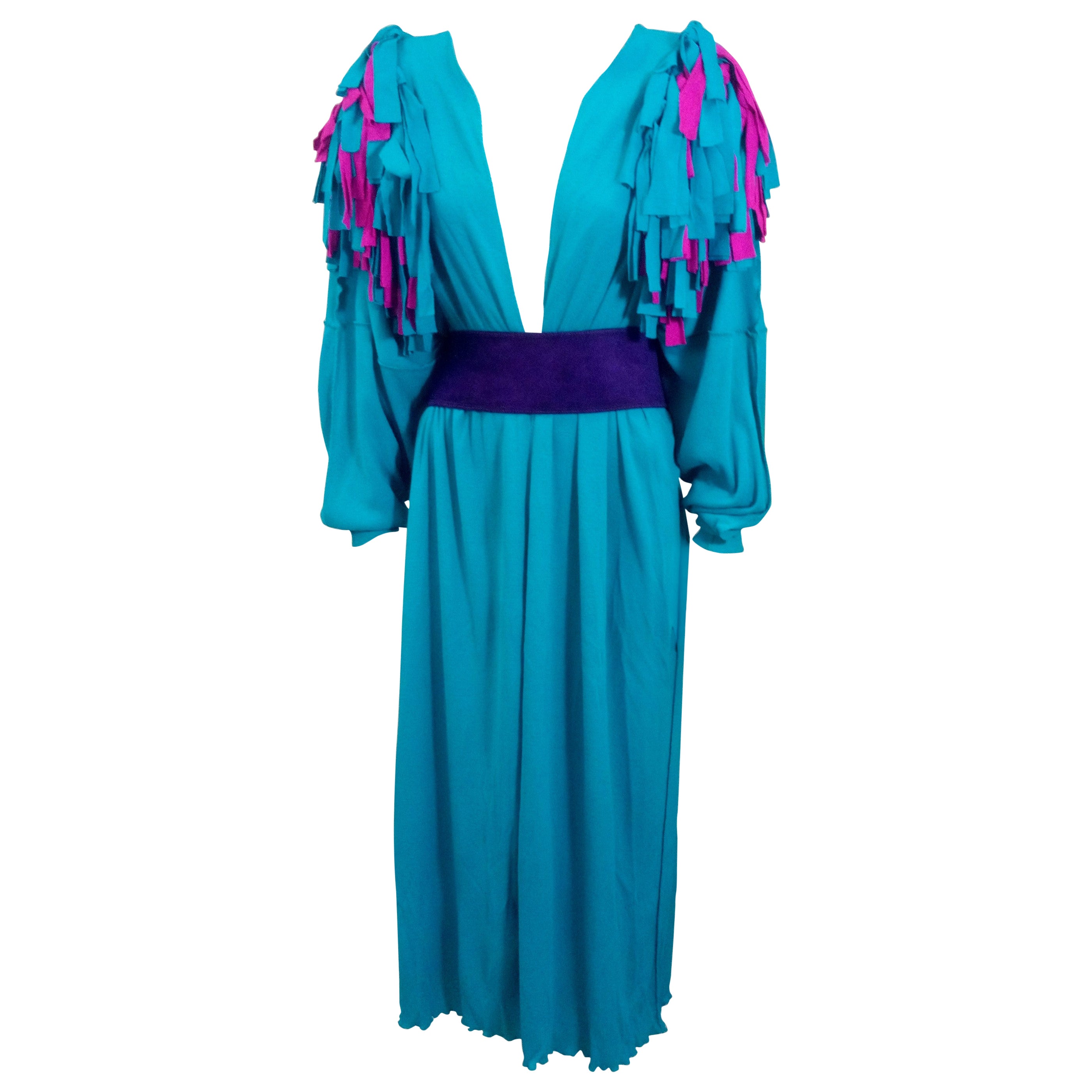 Fun 1980's Jersey Pom Pom Coat For Sale