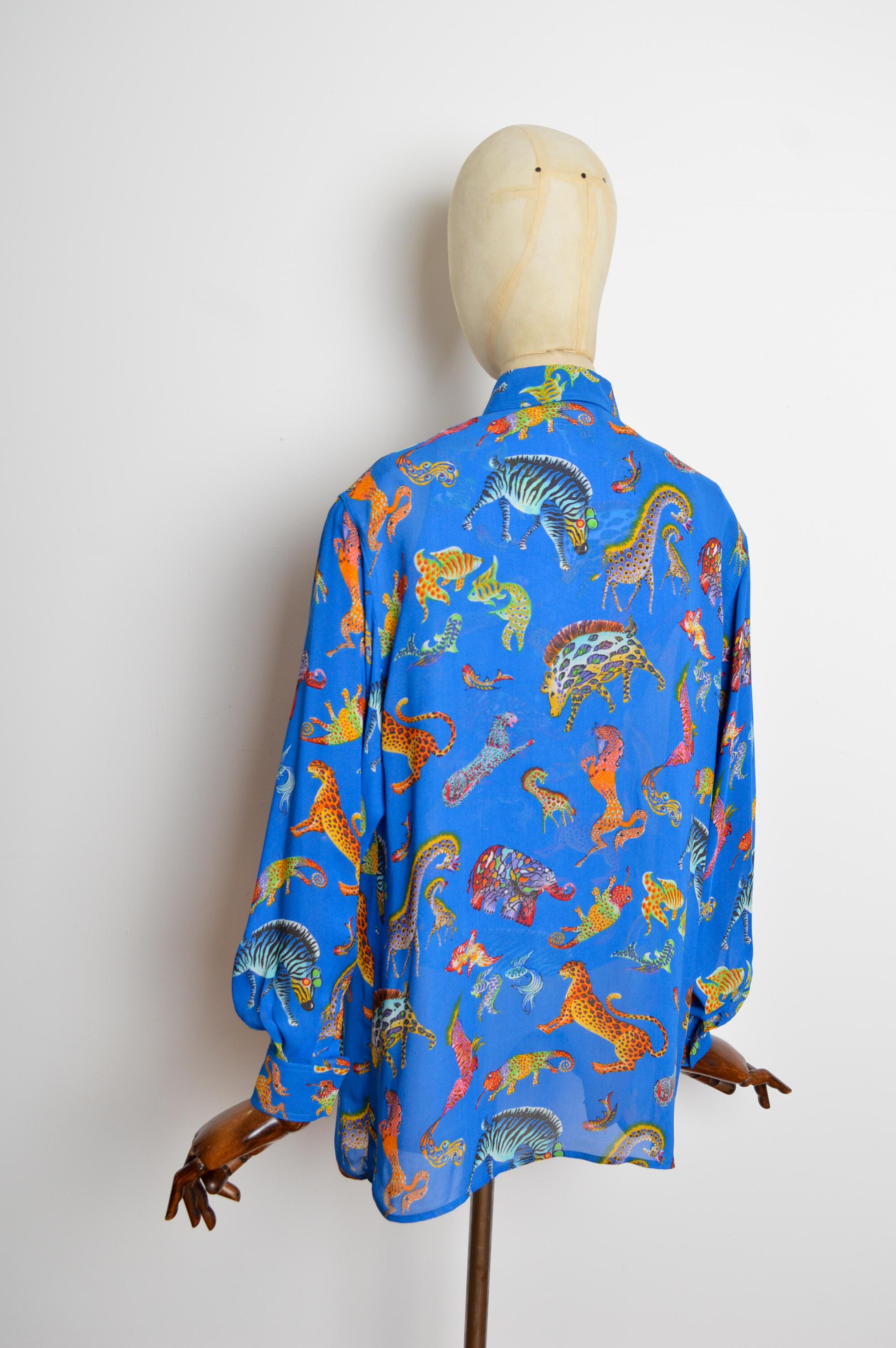 Fun 1990's Gianni Versace Bunte Tier Cartoon Shirt & Tank Top Set im Angebot 6