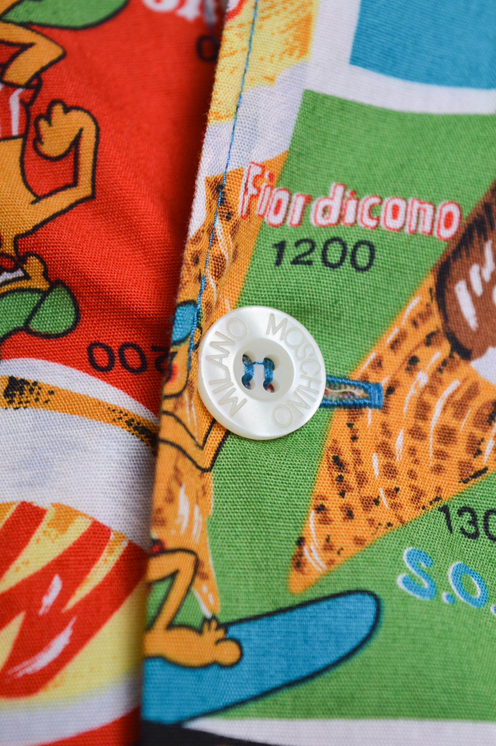 Fun 1990er MOSCHINO Buntes Vintage-Hemd mit Eiscreme-Muster und Jazzy-Sommerdruck im Angebot 6