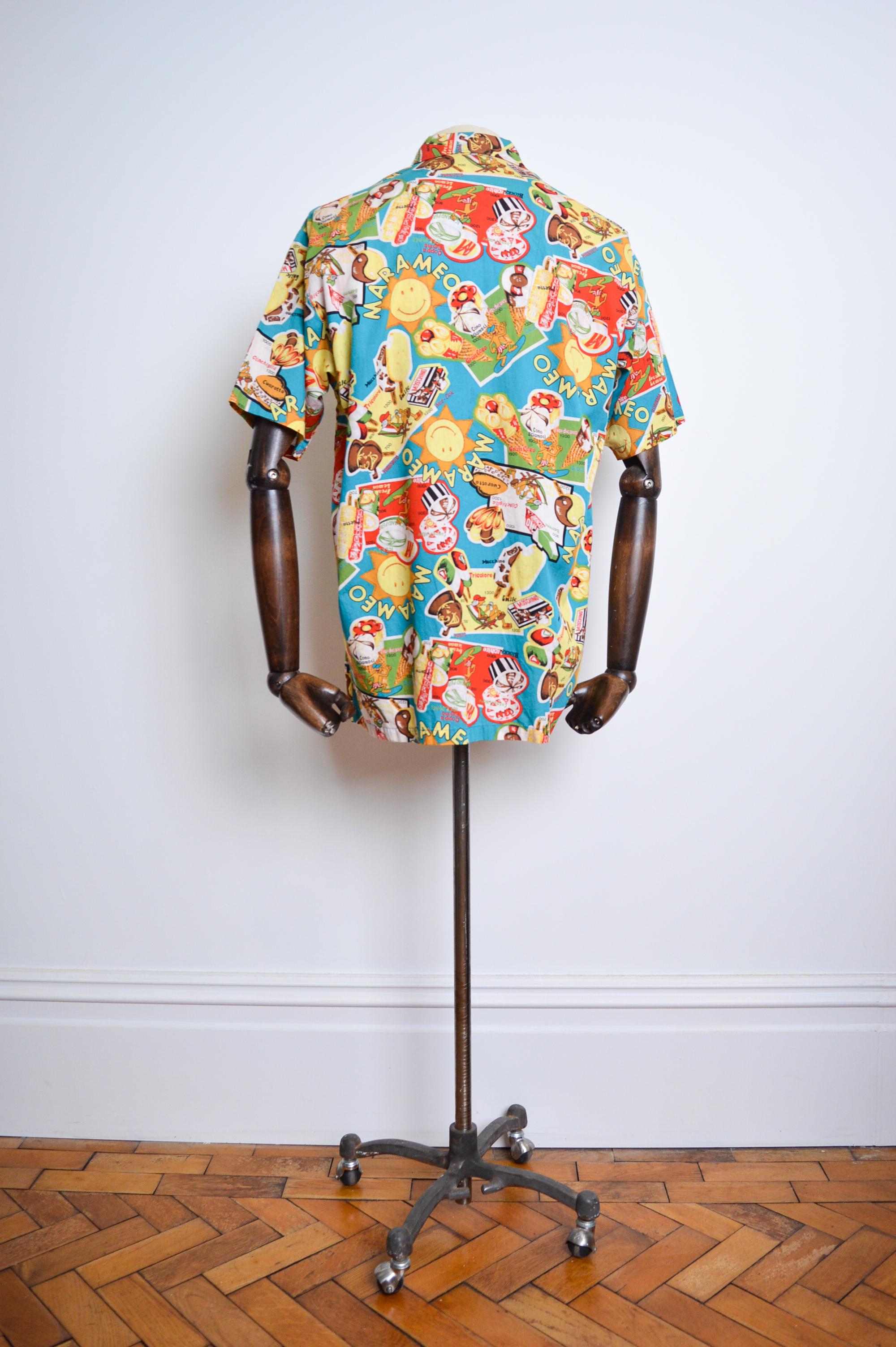 Fun 1990's MOSCHINO Colourful Vintage ice cream pattern Jazzy Summer print shirt For Sale 7