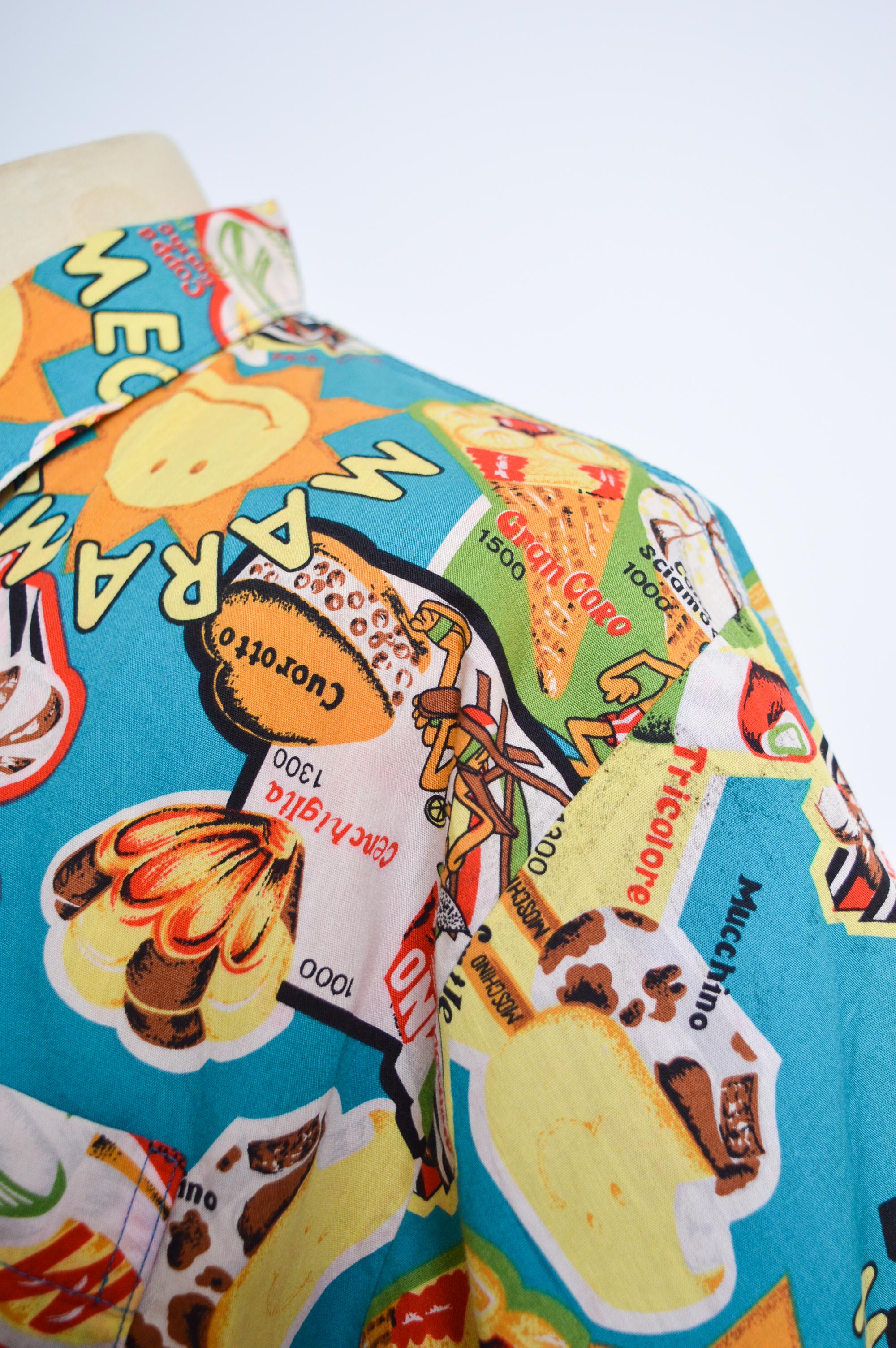 Fun 1990er MOSCHINO Buntes Vintage-Hemd mit Eiscreme-Muster und Jazzy-Sommerdruck im Angebot 10