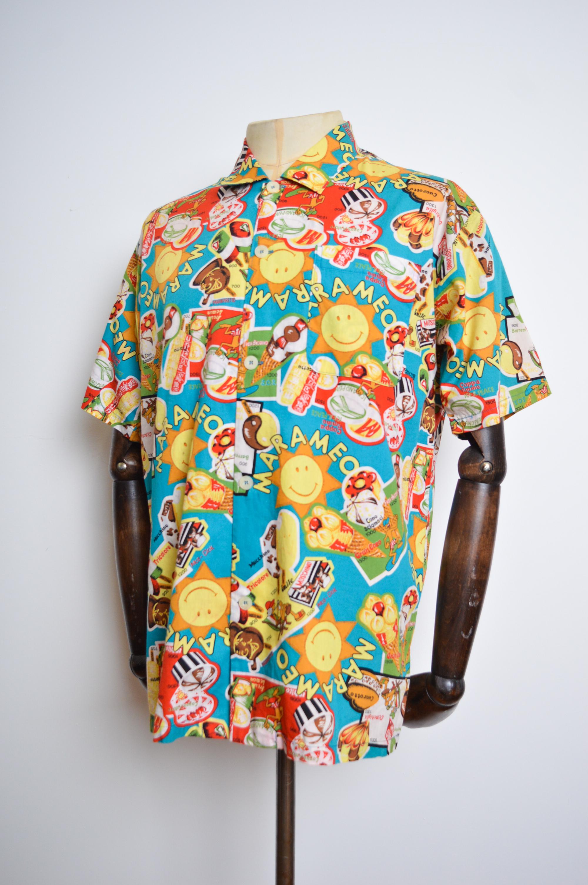 Fun 1990's MOSCHINO Colourful Vintage ice cream pattern Jazzy Summer print shirt For Sale 2
