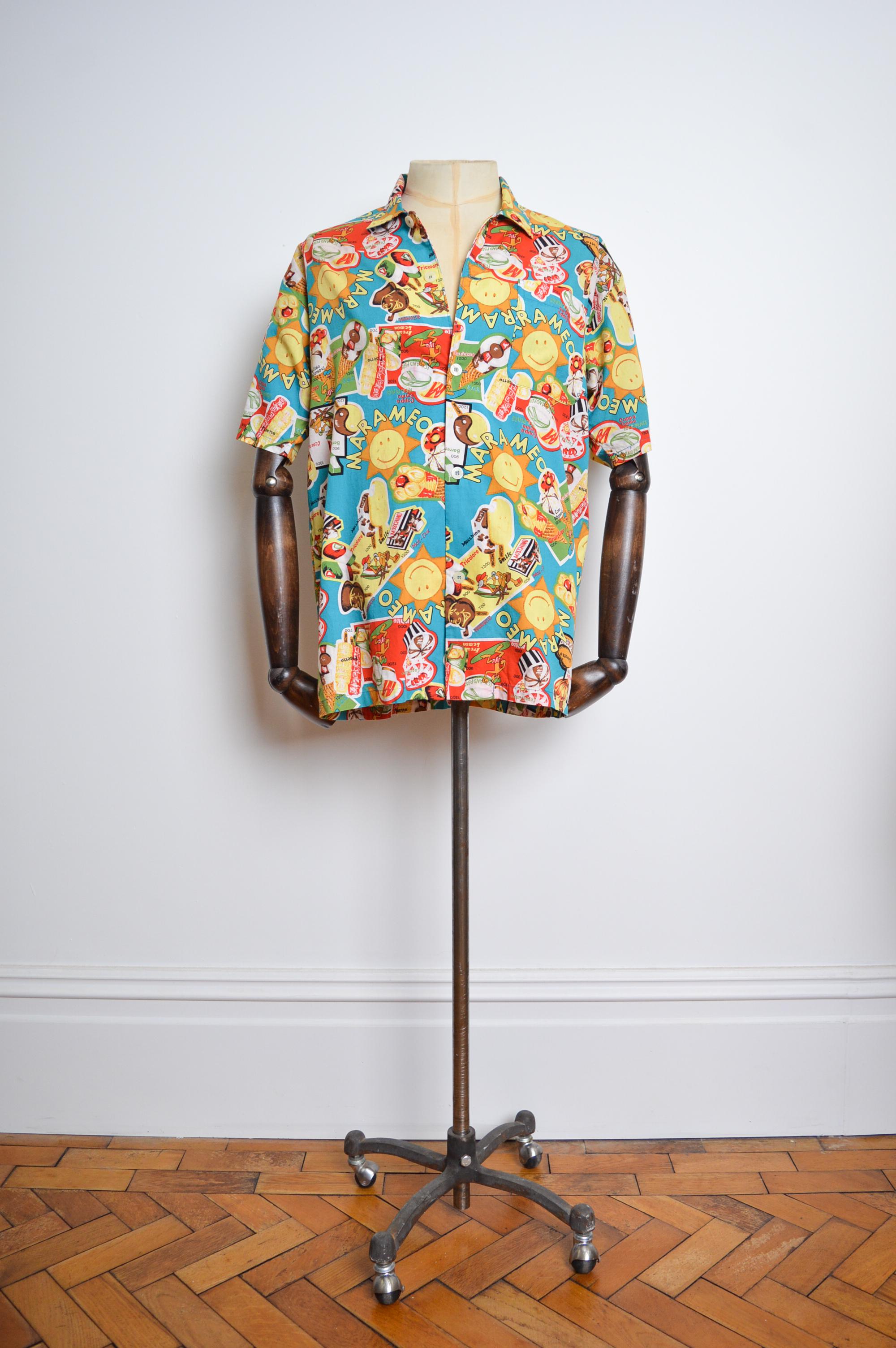 Fun 1990's MOSCHINO Colourful Vintage ice cream pattern Jazzy Summer print shirt For Sale 4