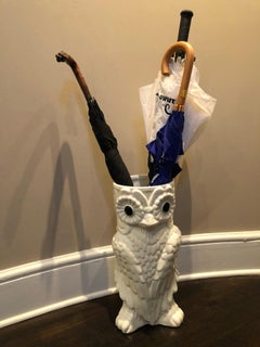 Fun and Bold Vintage Ceramic Owl Umbrella Stand