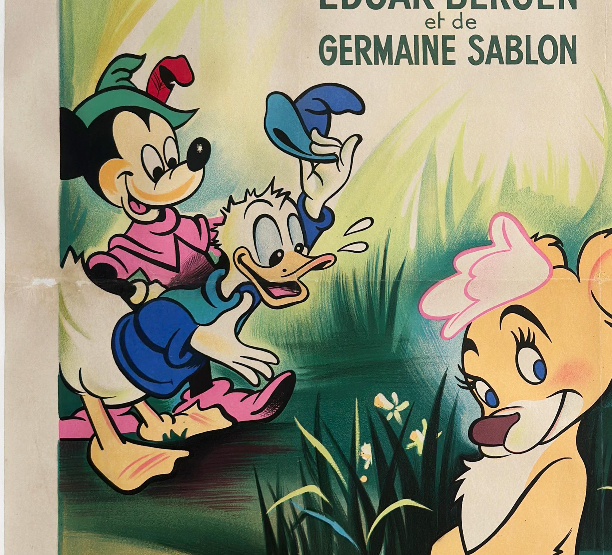 Linen FUN AND FANCY FREE 1947 French Grande Film Movie Poster, Disney For Sale