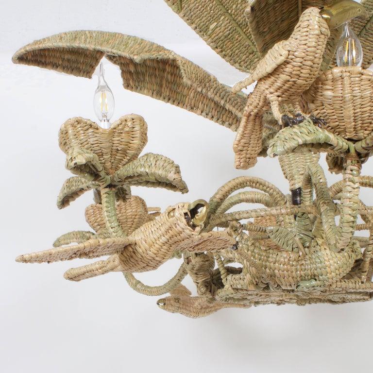 Folk Art Fun and Folky Mario Lopez Torres Animated Wicker Chandelier