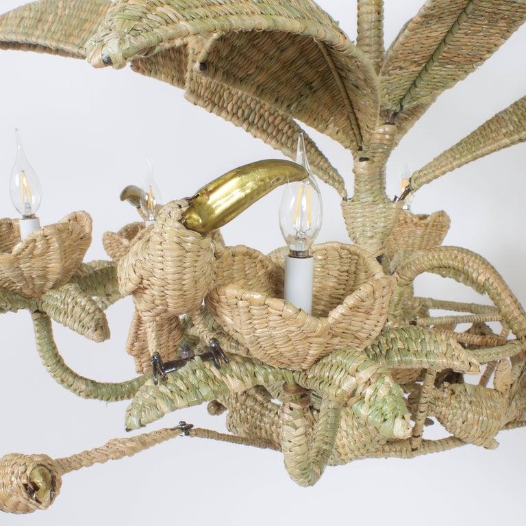 Mexican Fun and Folky Mario Lopez Torres Animated Wicker Chandelier