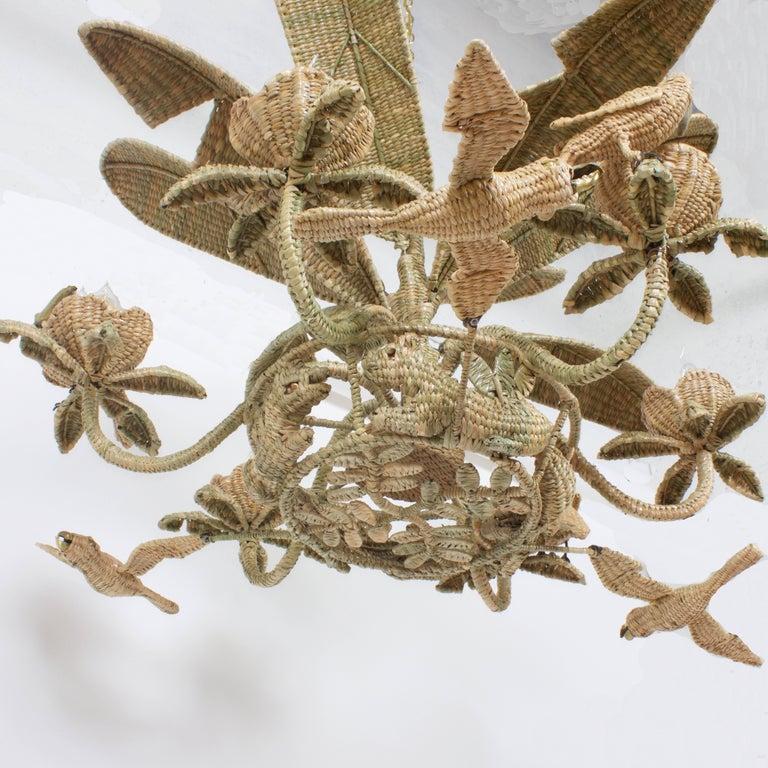 Hand-Woven Fun and Folky Mario Lopez Torres Animated Wicker Chandelier