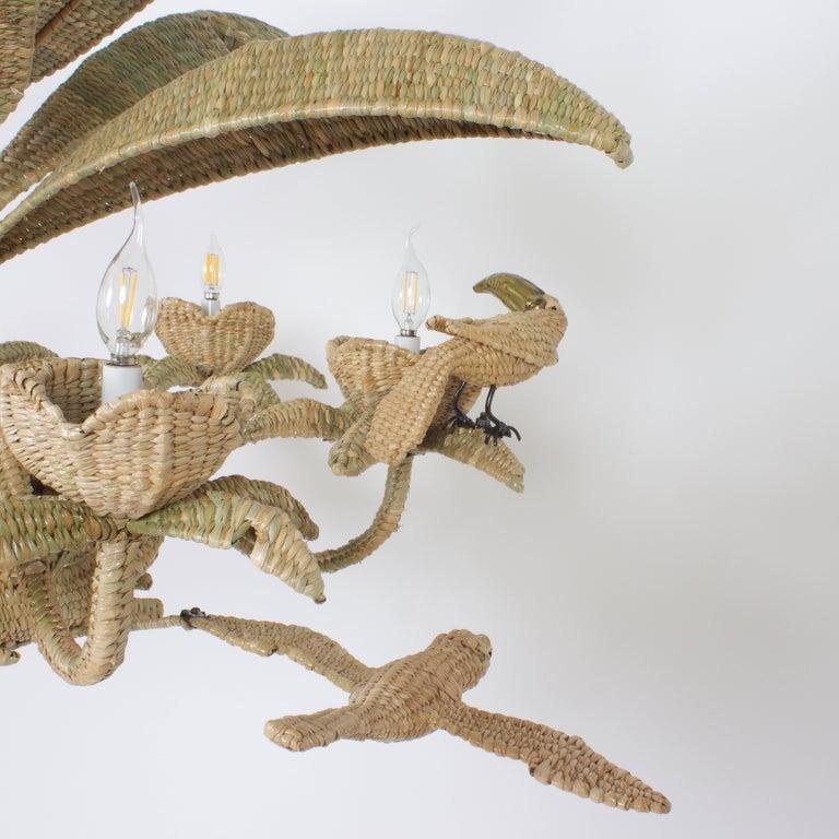 20th Century Fun and Folky Mario Lopez Torres Animated Wicker Chandelier