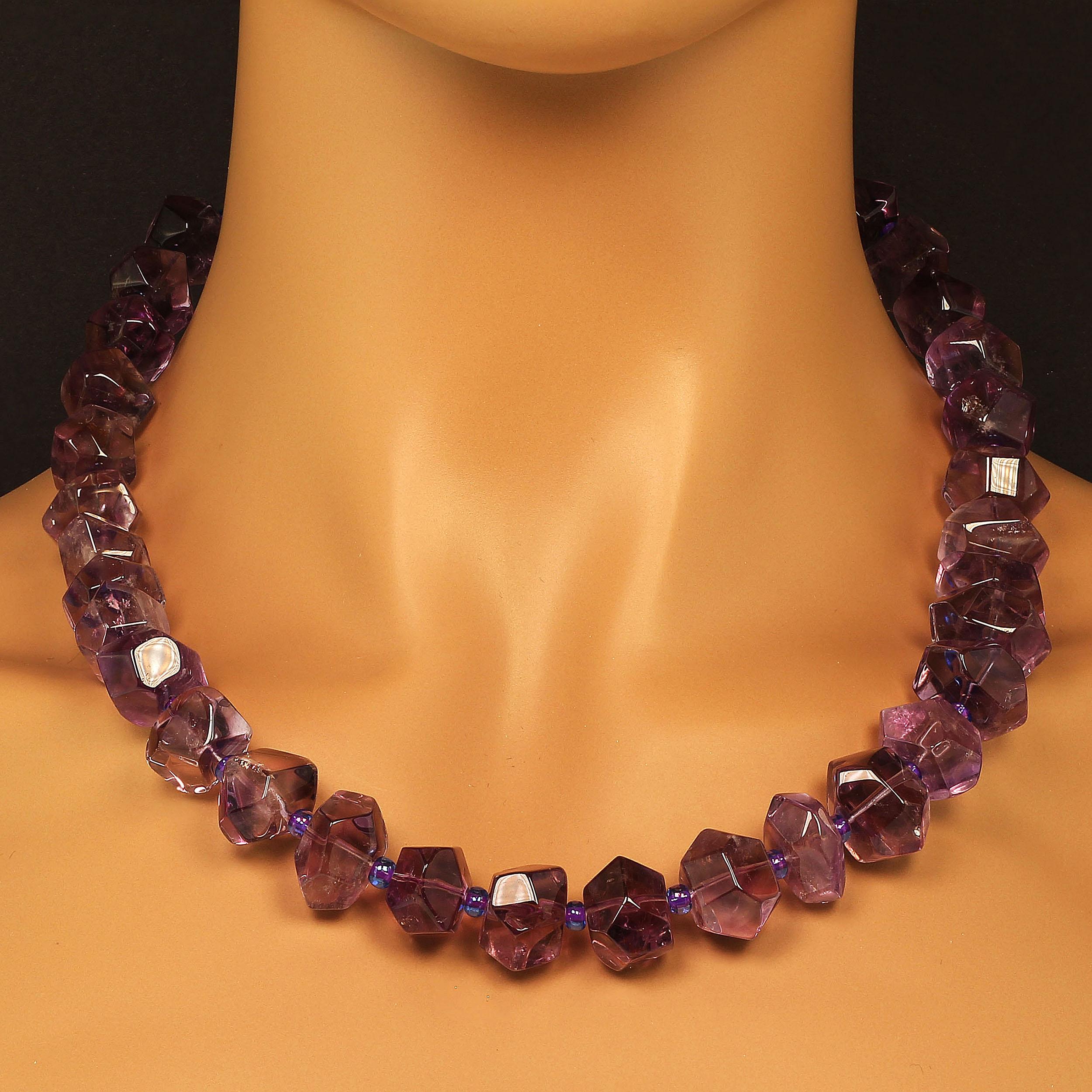 Artisan AJD Fun and Funky Chunky Amethyst Necklace  February Birthstone