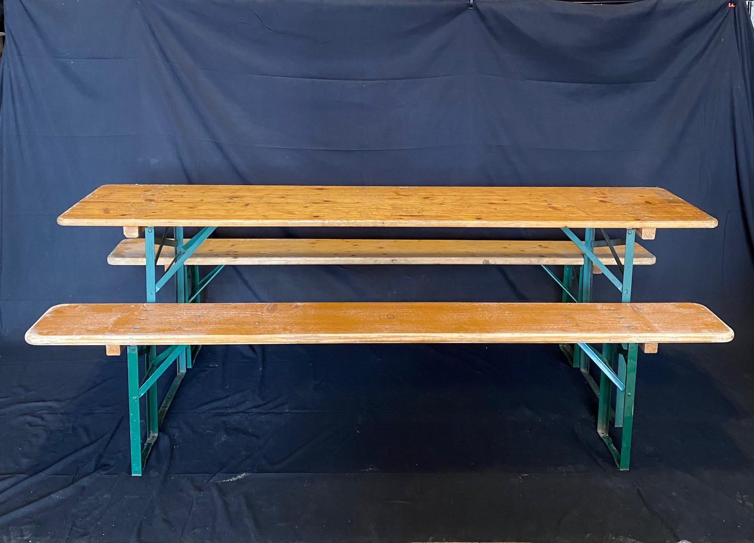 Fun Authentic Vintage Collapsible German Beer Garden Table and Bench Set For Sale 8