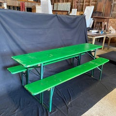 Fun Authentic Vintage Collapsible German Beer Garden Table and Bench Set