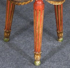 Fun Carved Drapery Swag French Painted Poof Stool Ladies Vanity Stool circa 1950