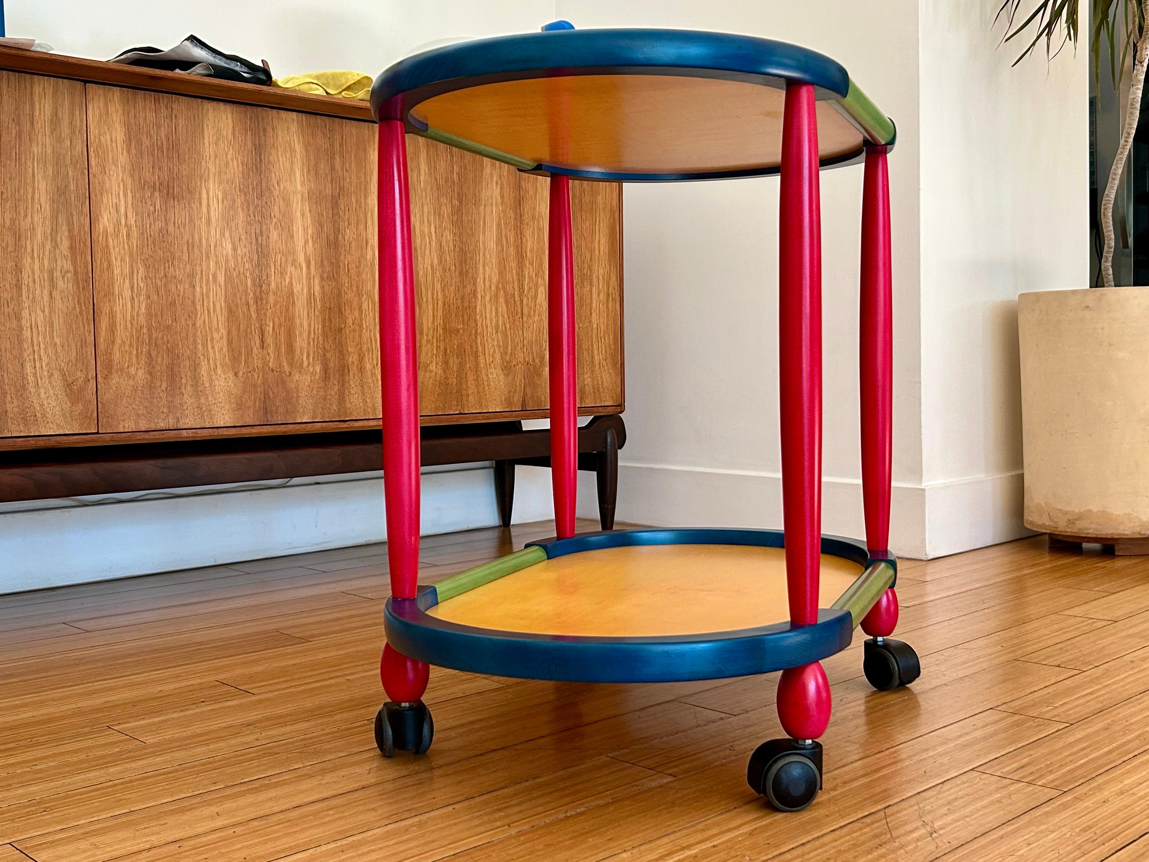 Italian Fun Colors Occasional Wood Cart Pietro Manzoni