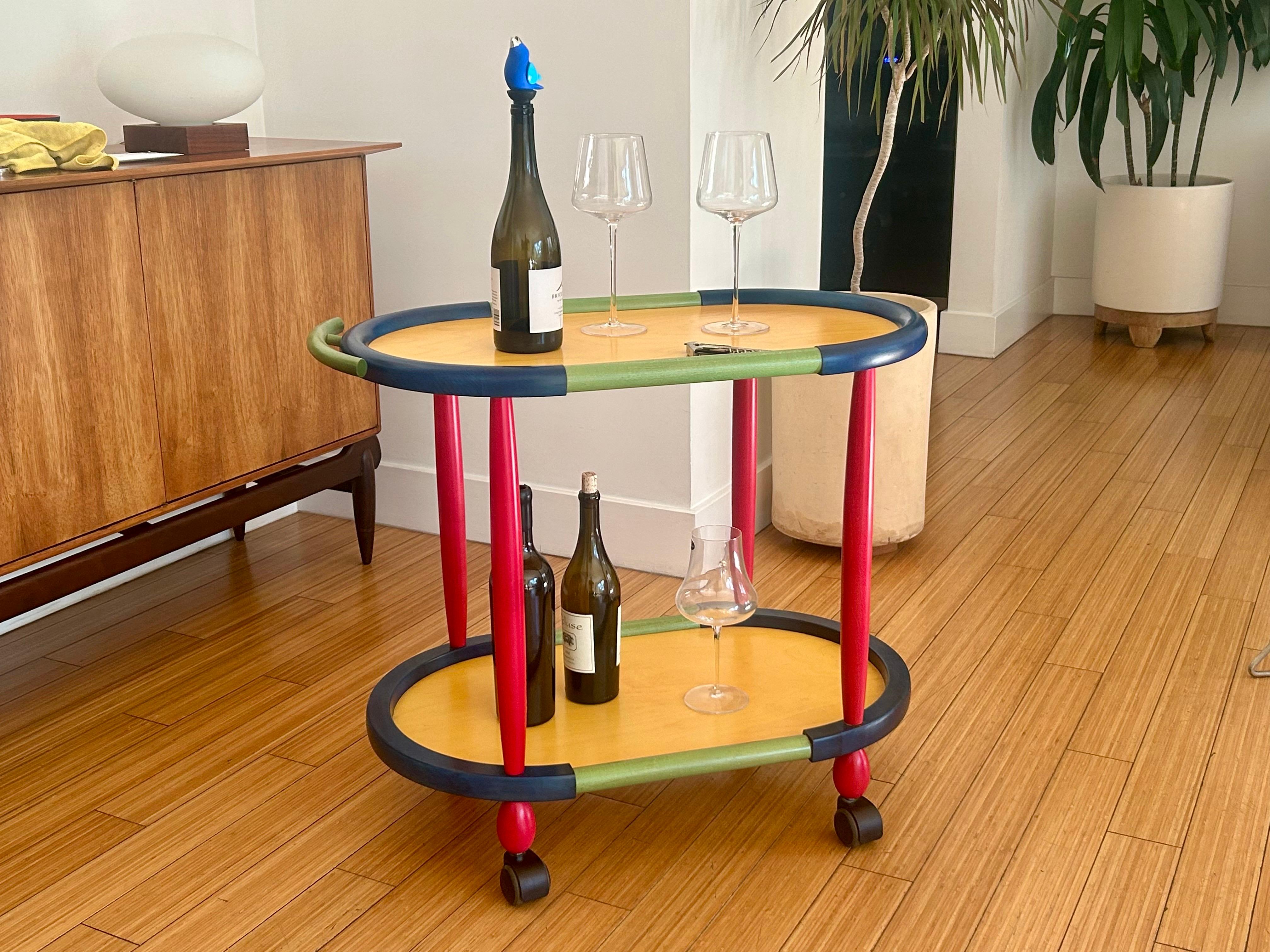 20th Century Fun Colors Occasional Wood Cart Pietro Manzoni