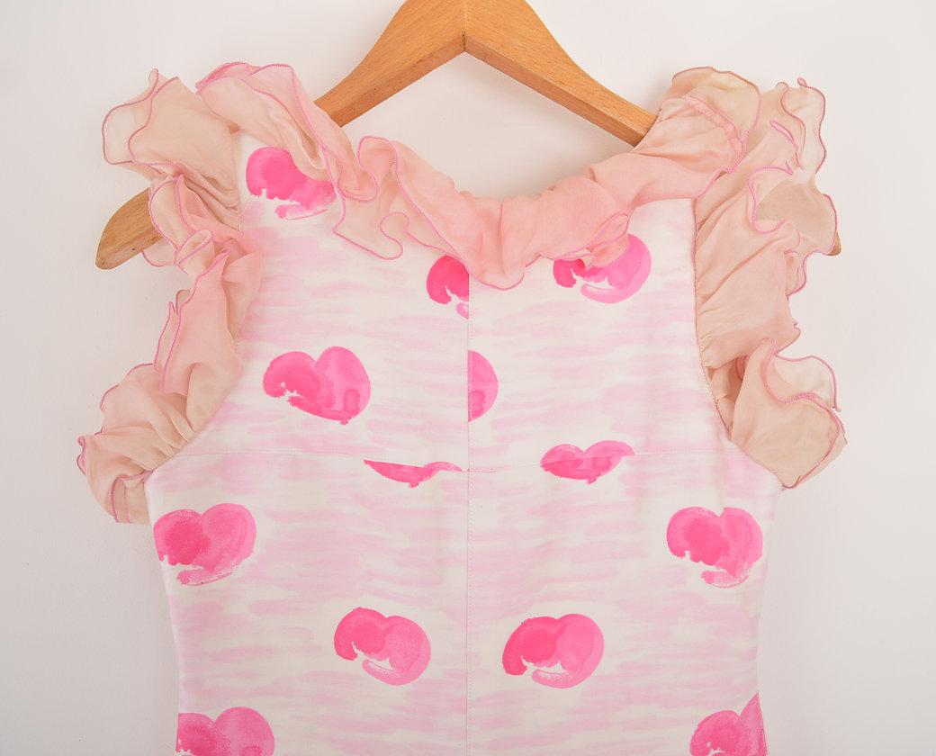 Women's Fun Courrèges 1960'S Pink Ruffle Detail Floor Length Maxi Cocktail Dress For Sale