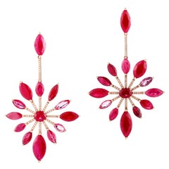 Fun Everyday 18 Karat Diamond and Ruby Earring