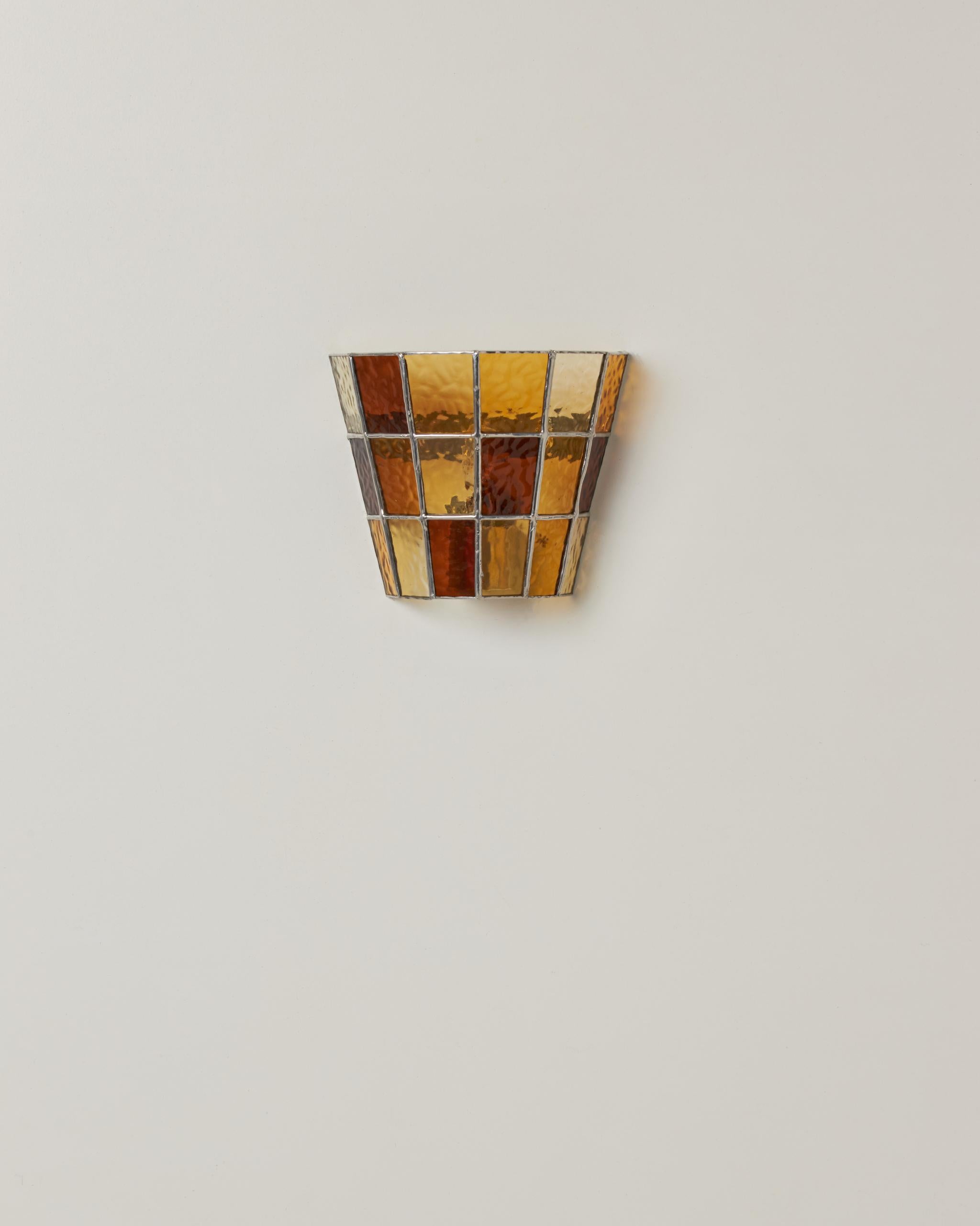 Modern Fun Guy Stained Glass Sconce by Frangere Studio For Sale