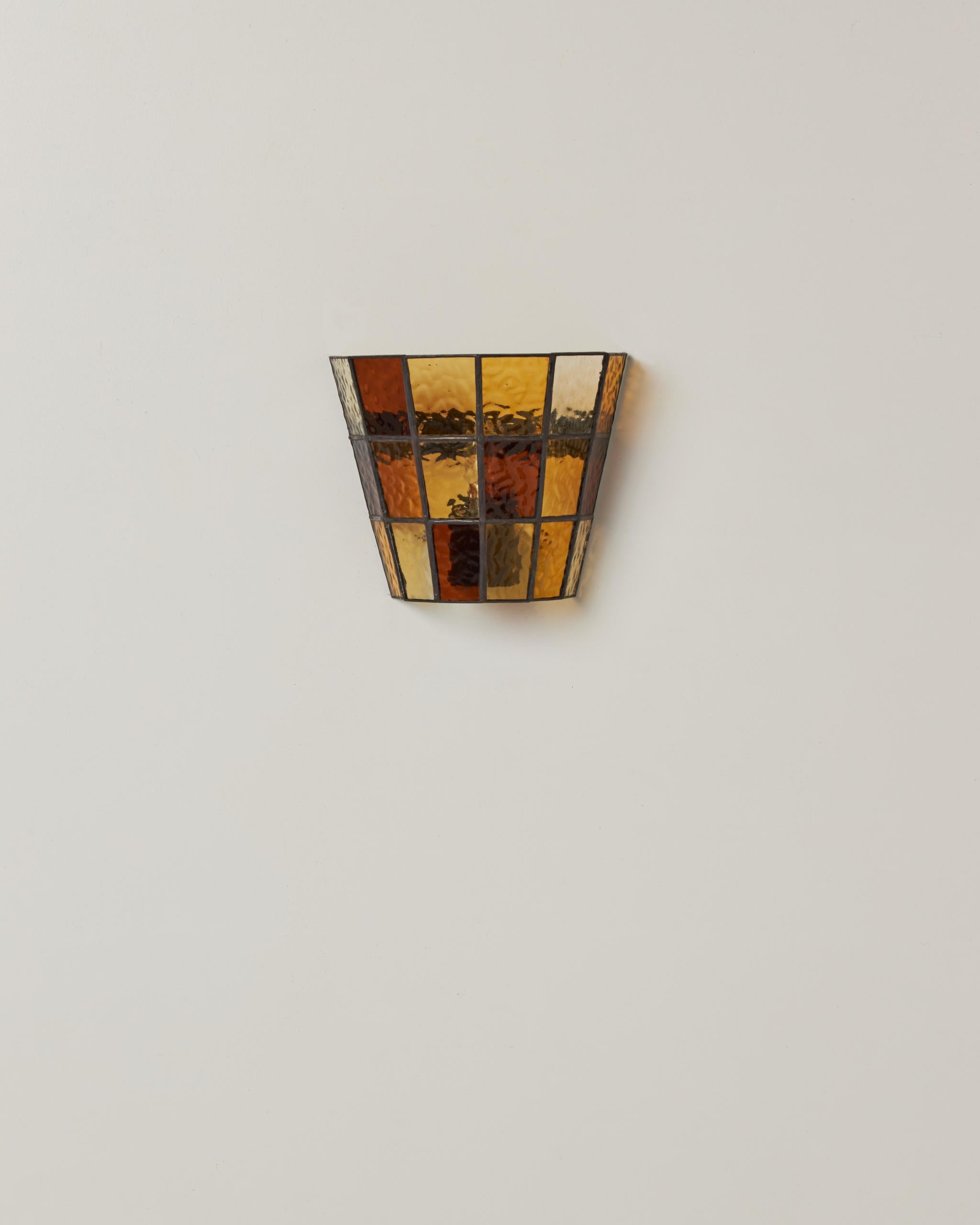 Fun Guy Stained Glass Sconce by Frangere Studio In New Condition For Sale In Brooklyn, NY