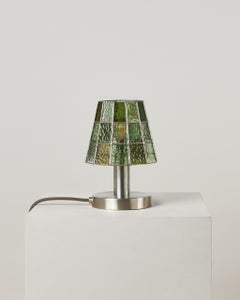 Fun Guy Stained Glass Table Lamp with Natural Aluminum Base by Frangere Studio