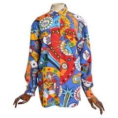 Fun Moschino Cartoon Las Vegas Casino Pinball 1990's Loud Colourful print shirt
