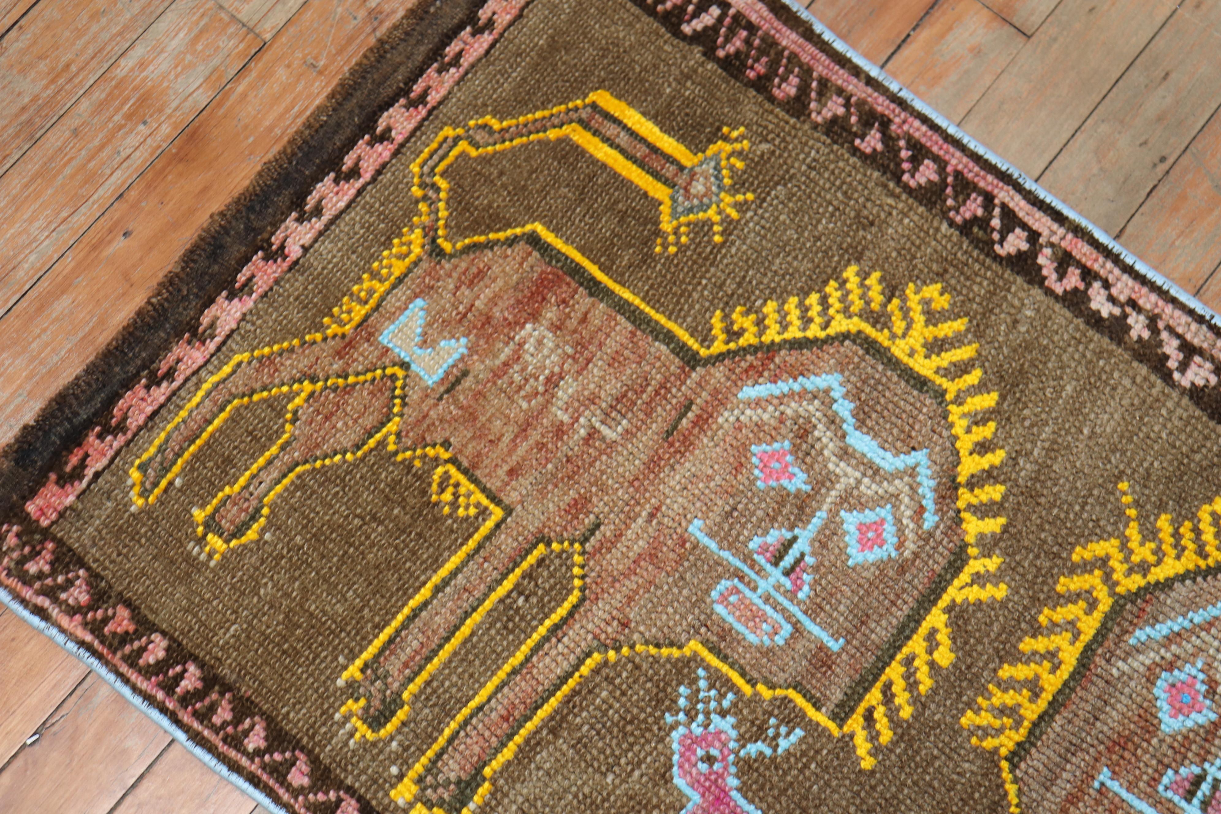 Fun Pictorial Türkischer Vintage-Teppich mit Löwenschaf (Volkskunst) im Angebot