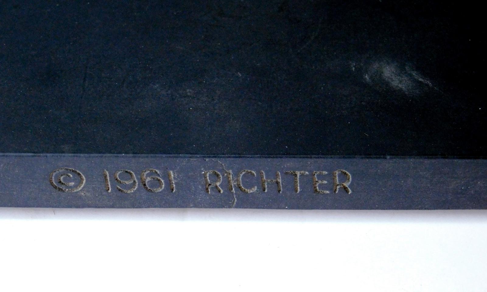 Modern Fun Set of 3 Hans Richter 1961 Artcraft Plaster Negative Relief Sports Plaques For Sale